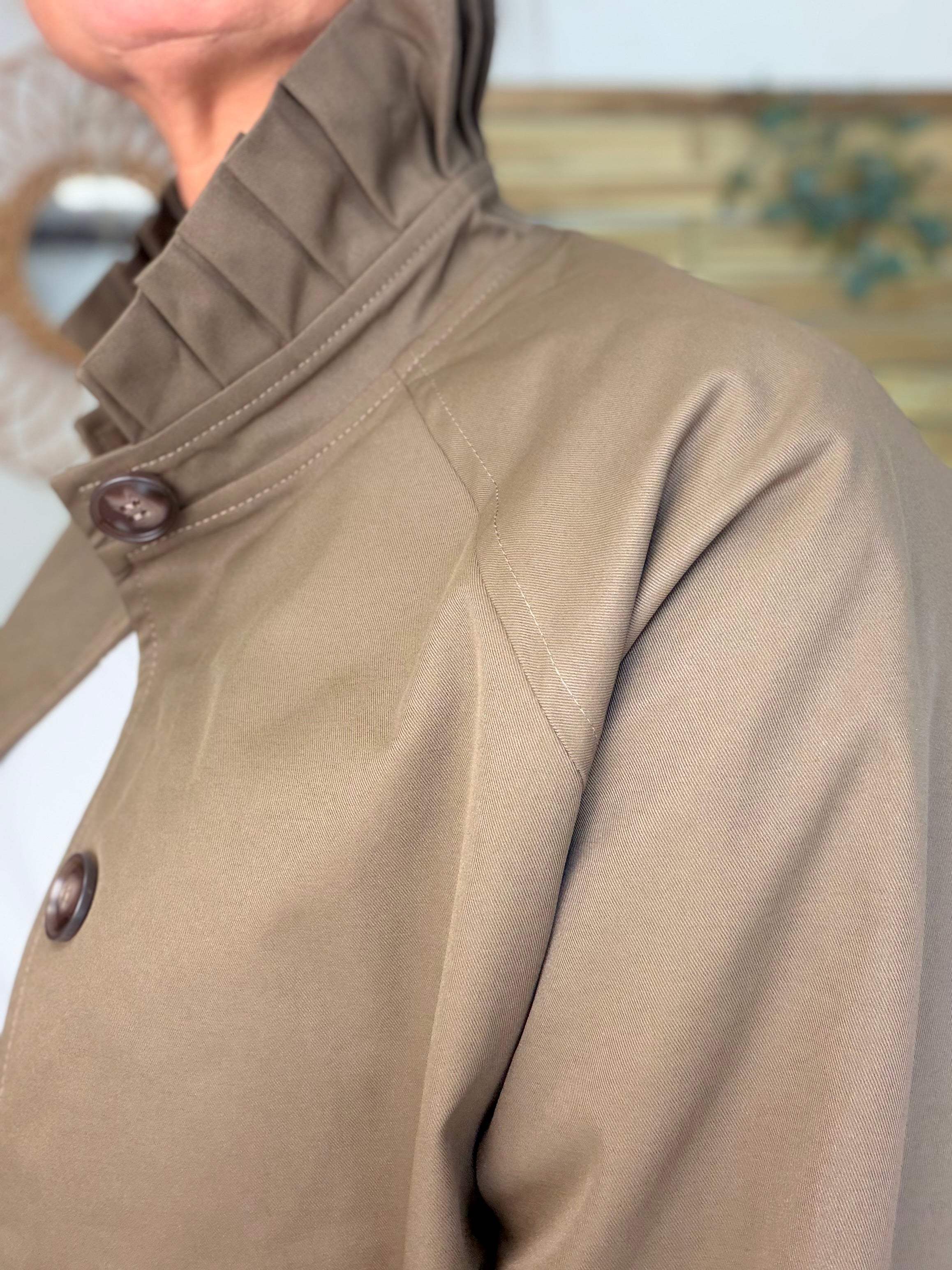 Veste Trench col victorien, revers carreaux - VICKY Café