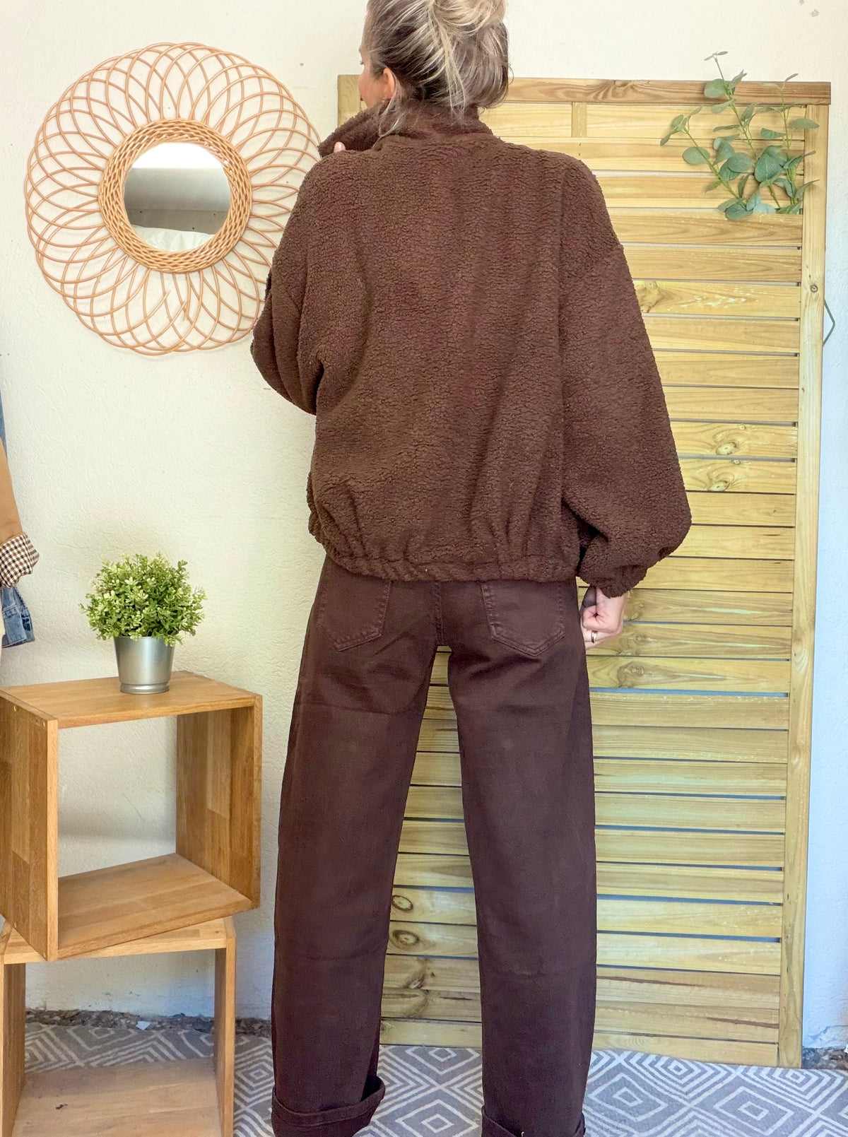 Pantalon Jean coupe barrel LÉON Chocolat