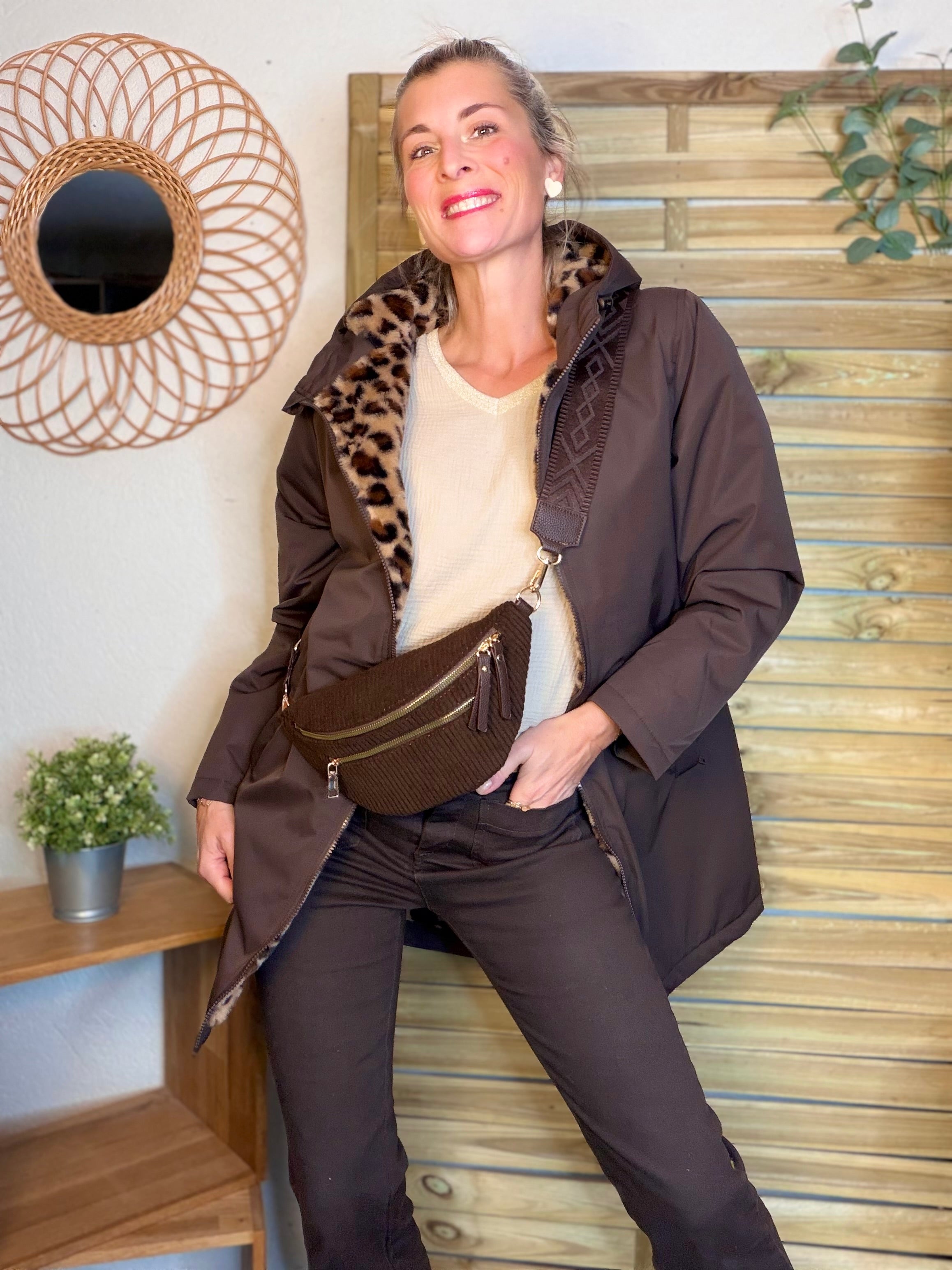 Parka déperlante fourrée Léo ALBANE -  Chocolat