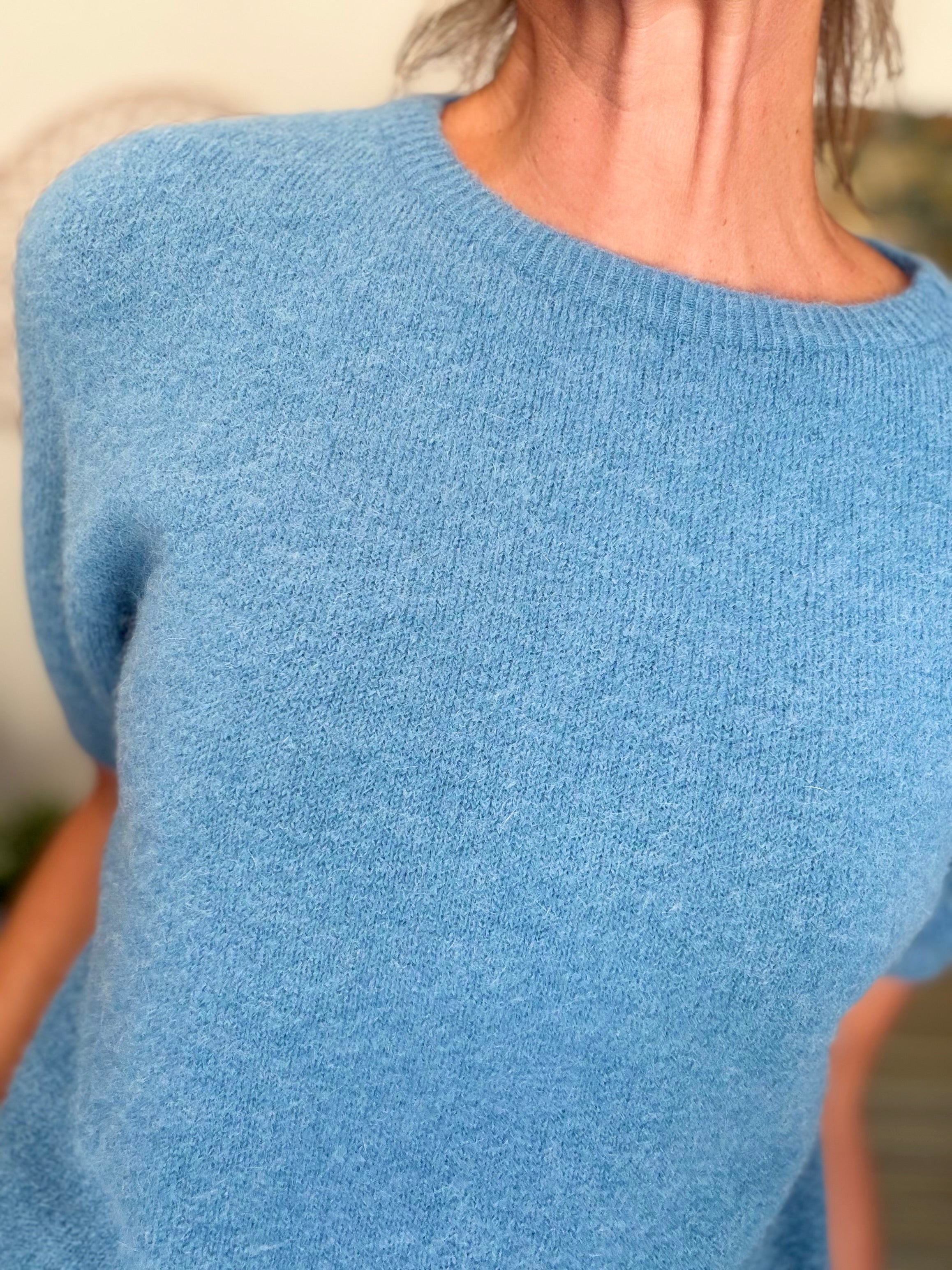 Pull laine et alpaga PEGGY - Bleu Jean