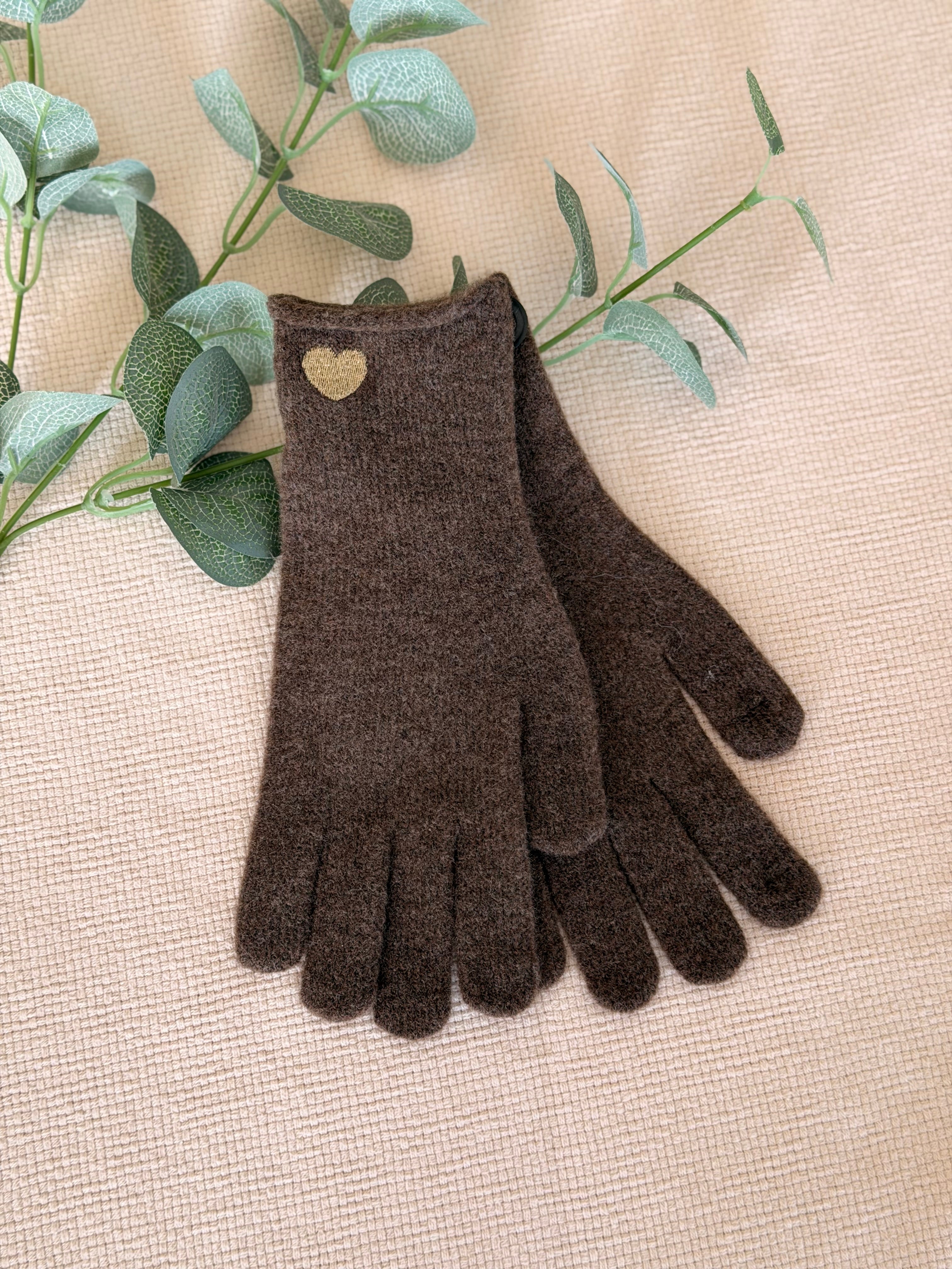Gants CHLOÉ avec coeur doré brodé 💛 et ouverture index et pouce 👌🏼