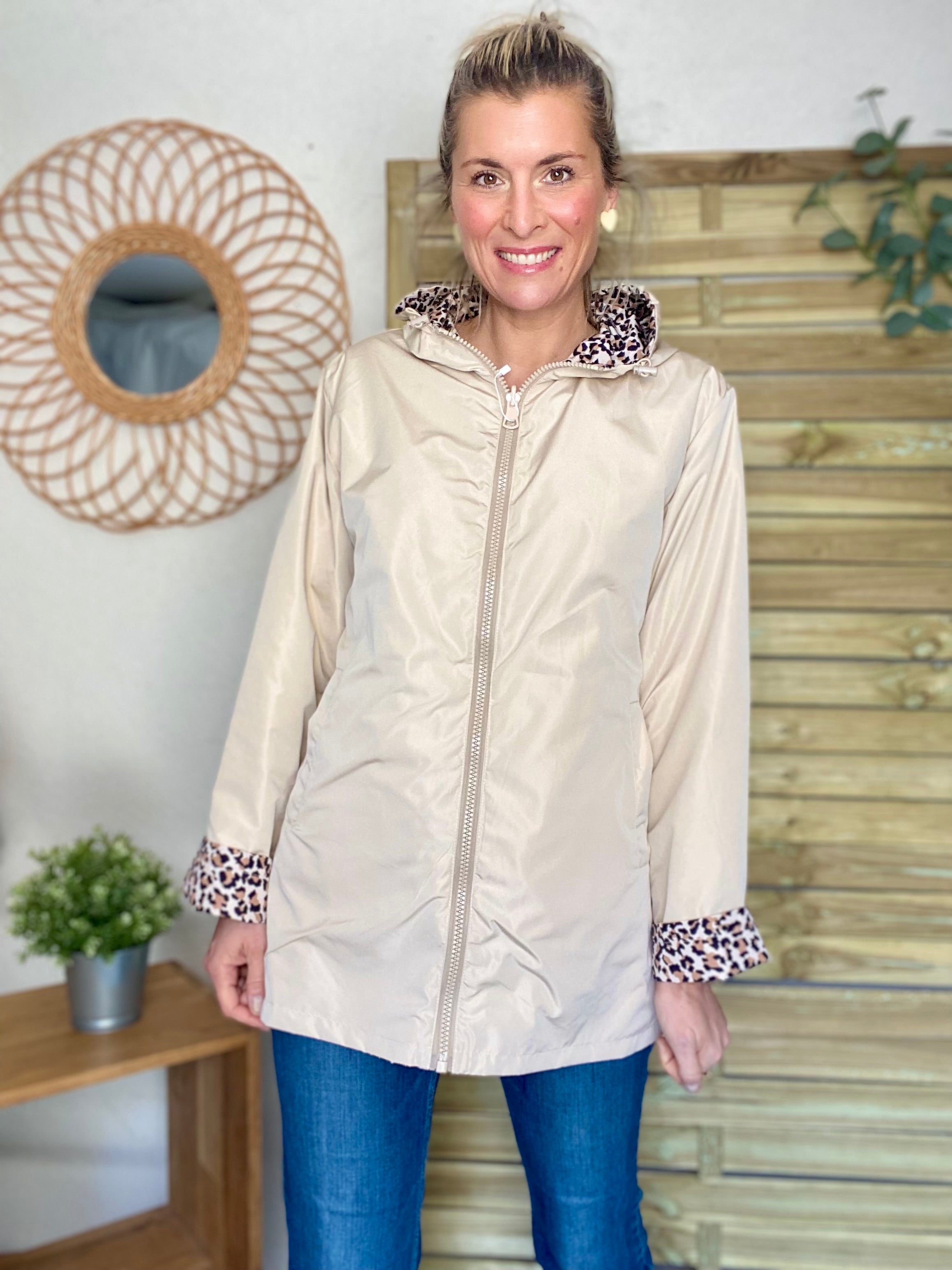 Imperméable réversible mi-long ALICE - Léo 🐆 / Beige