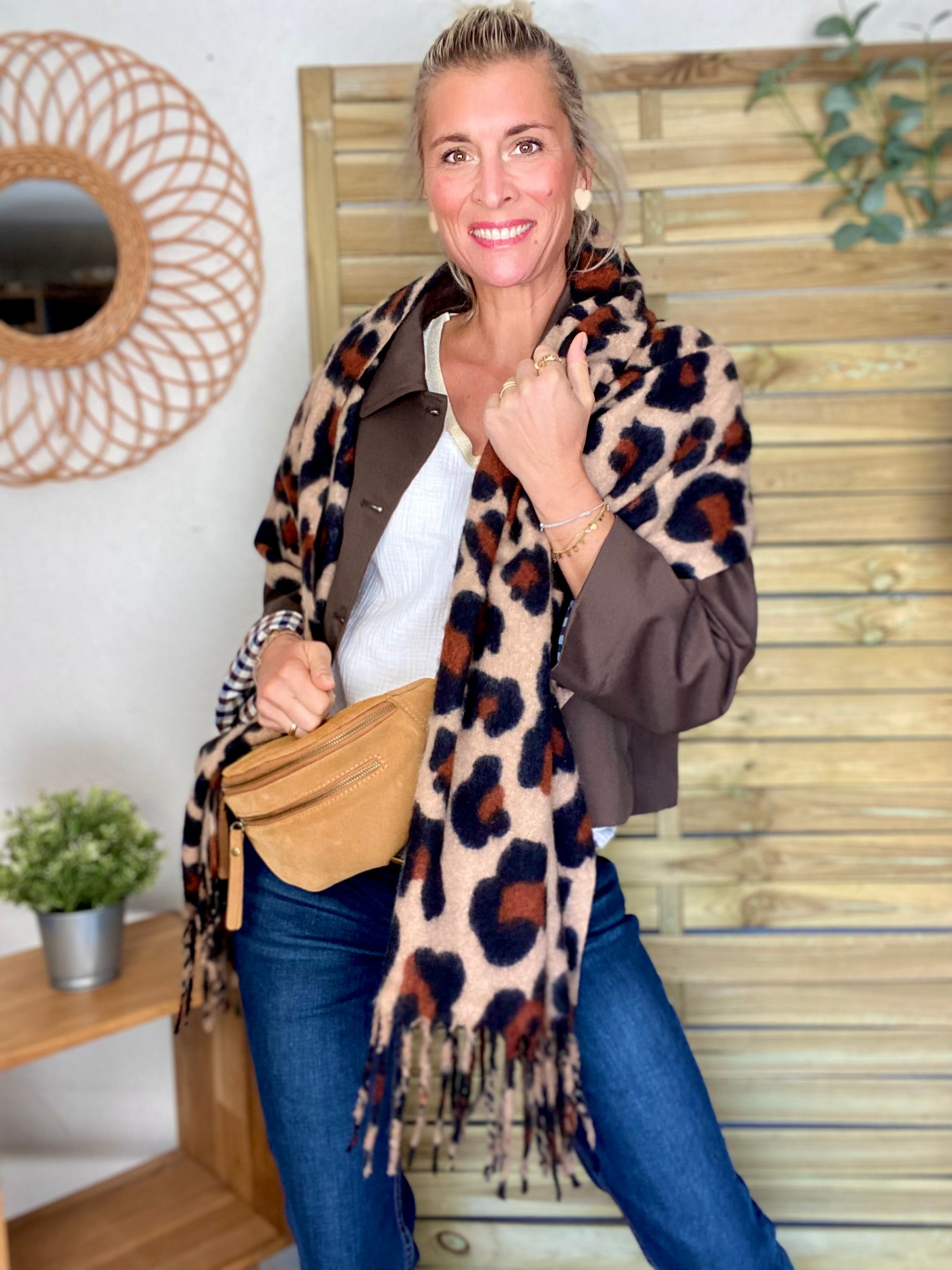 Écharpe douce MARTINE - Léo Taupe 🐆