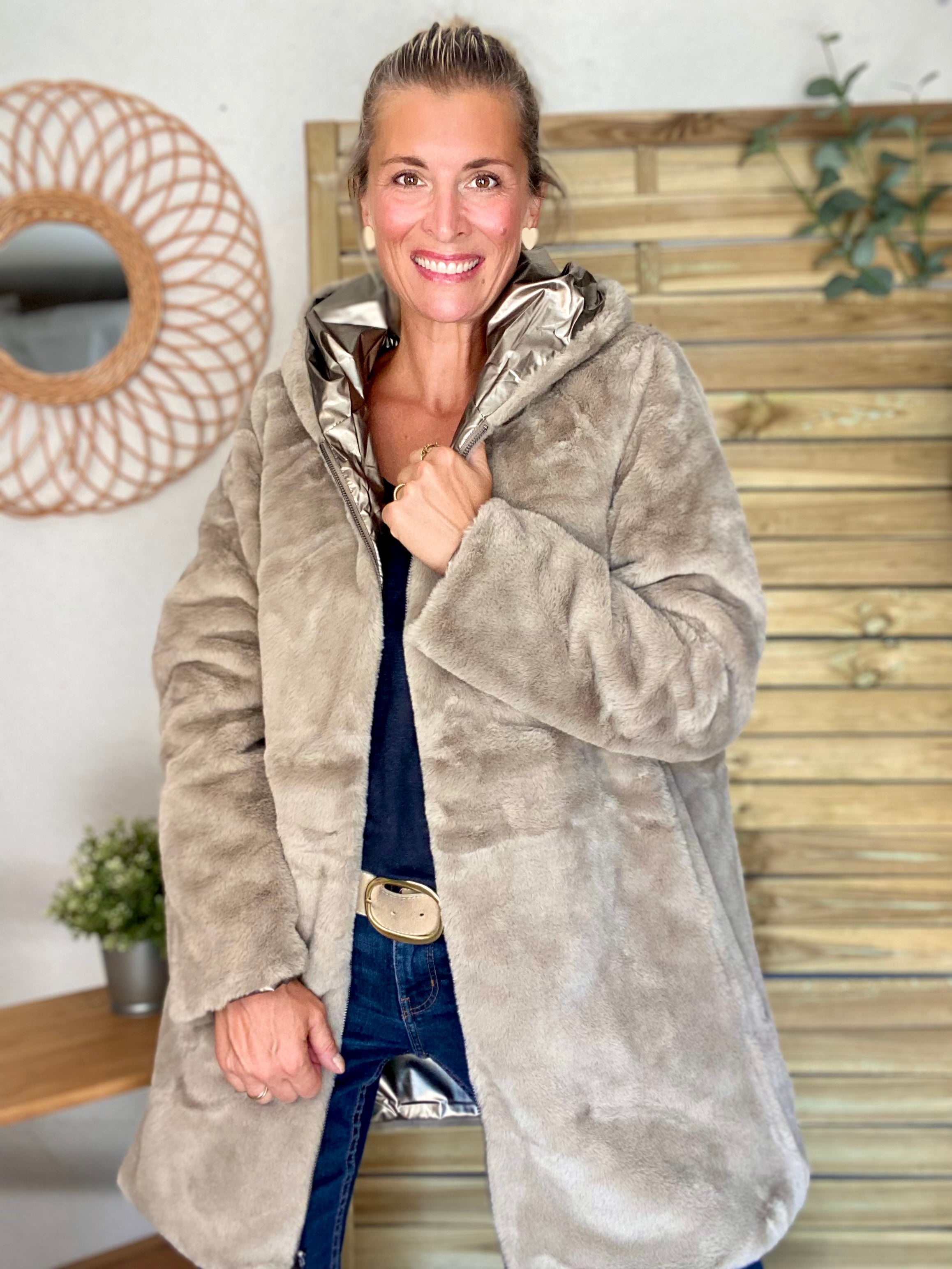 Parka Imperméable réversible fourrée Bronze / Beige ALIX - LAURA JO