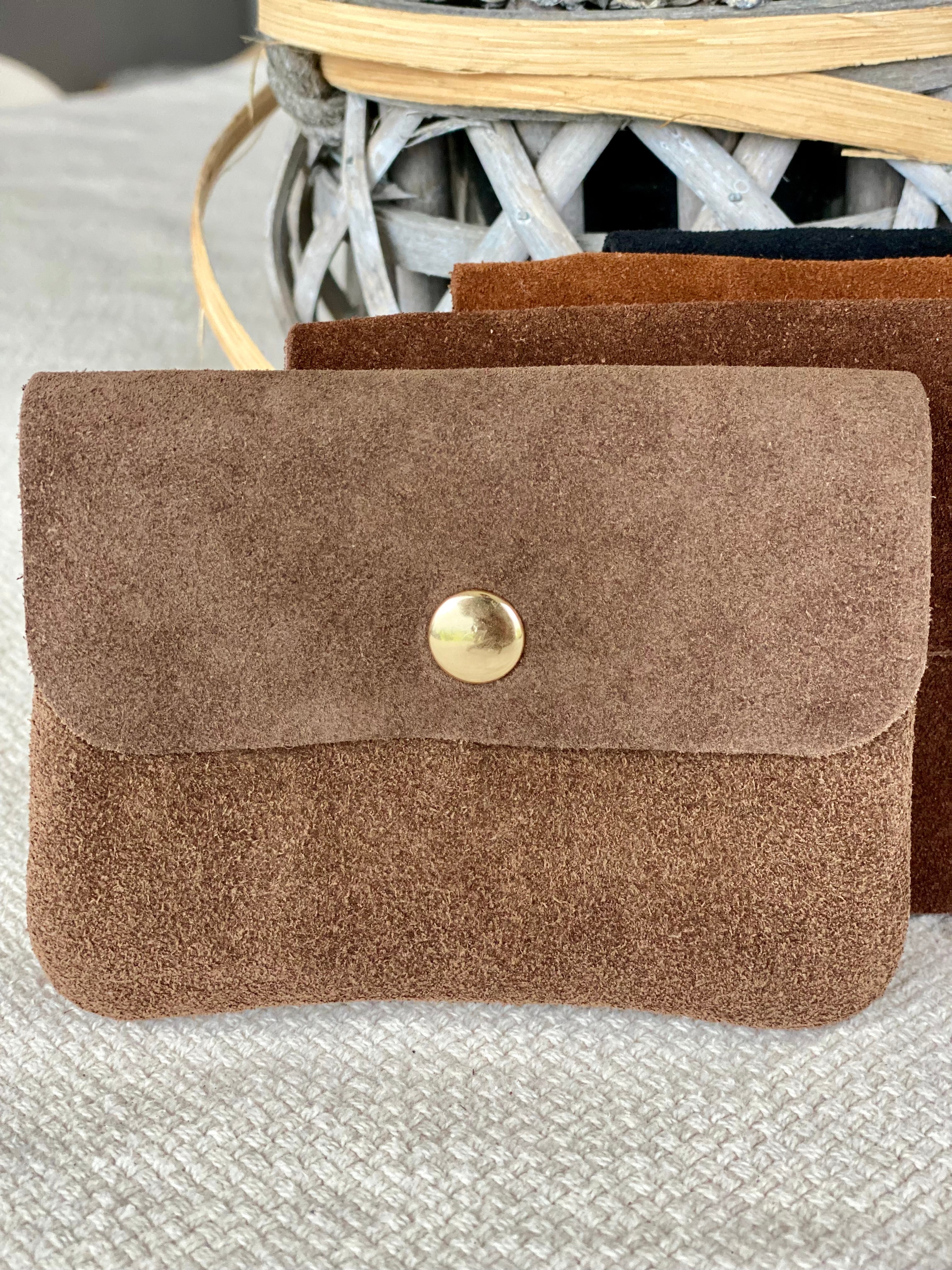 Porte monnaie / porte carte en cuir daim ACHILLE