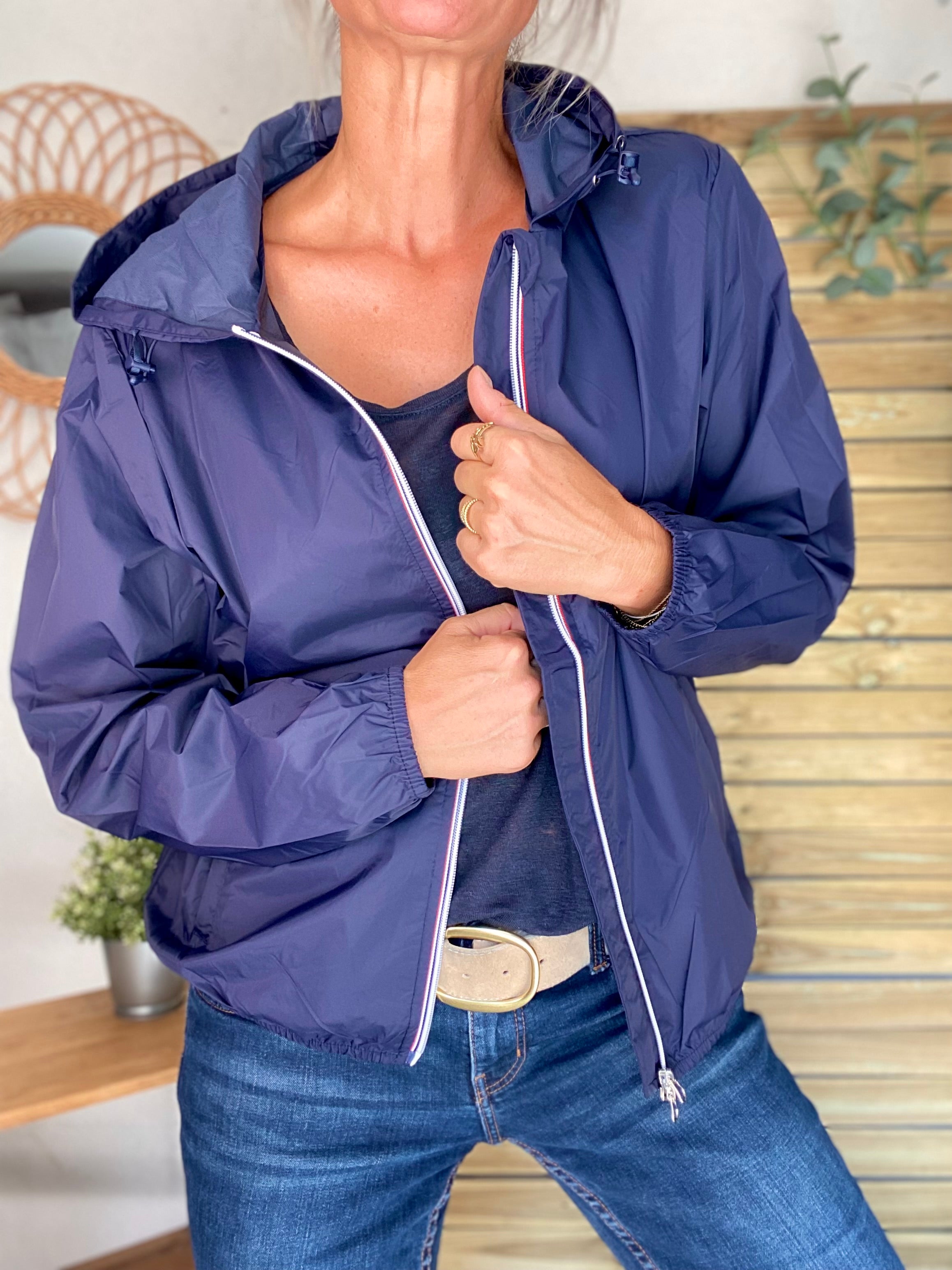 Coupe vent imperméable ANNA COURT Bleu marine - LAURA JO