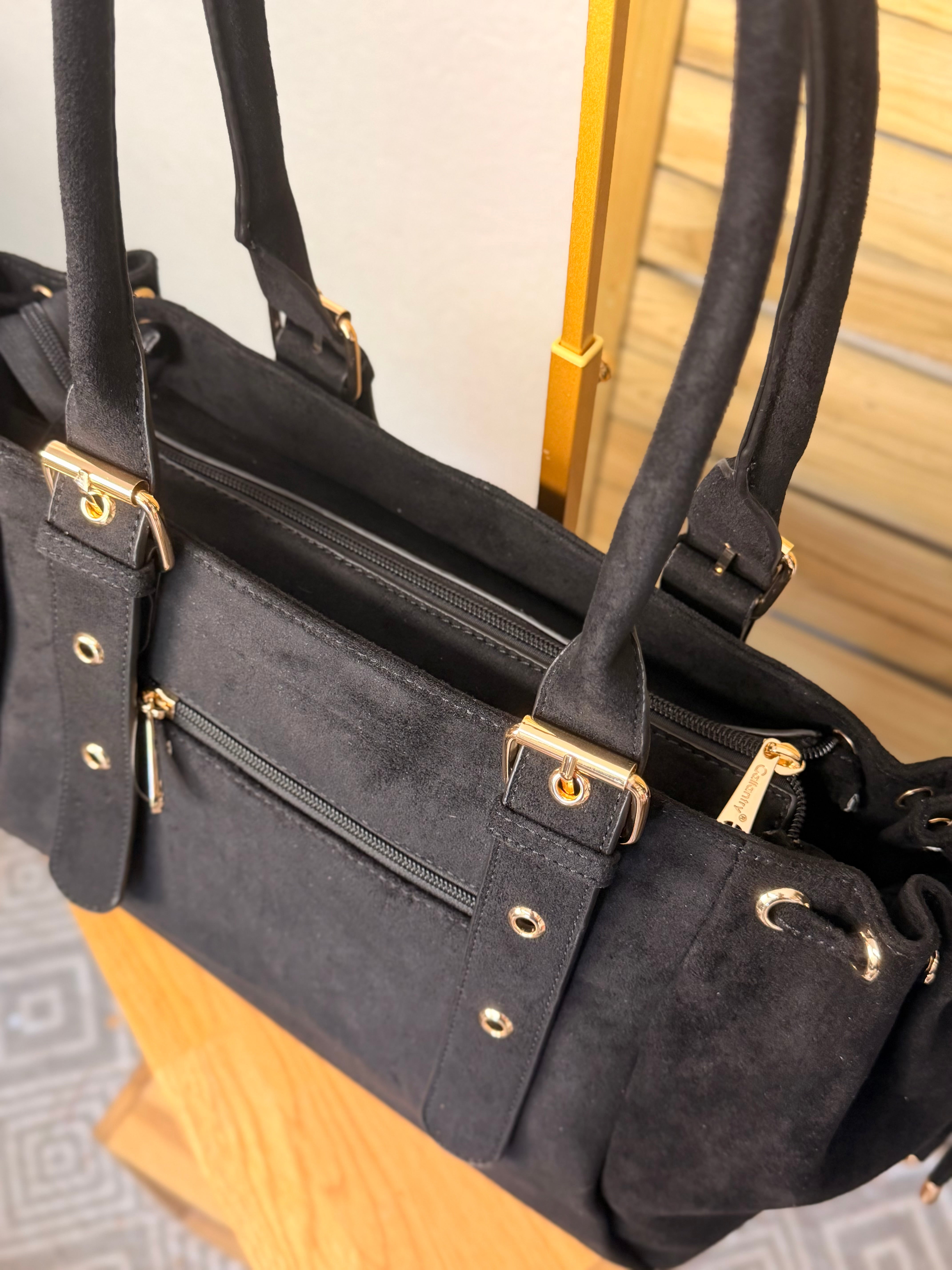 Sac cabas XL simili daim CLÉO Noir