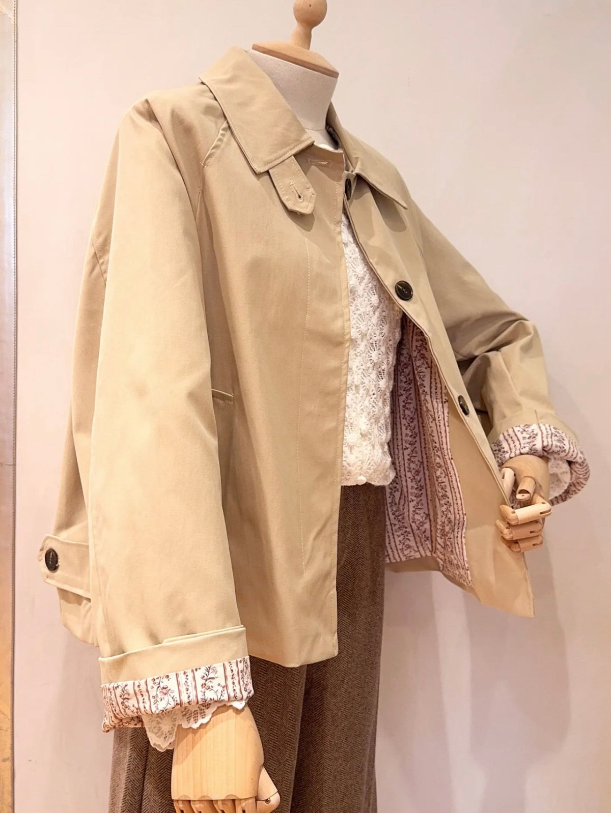Veste Trench avec Liberty - MADELEINE Beige