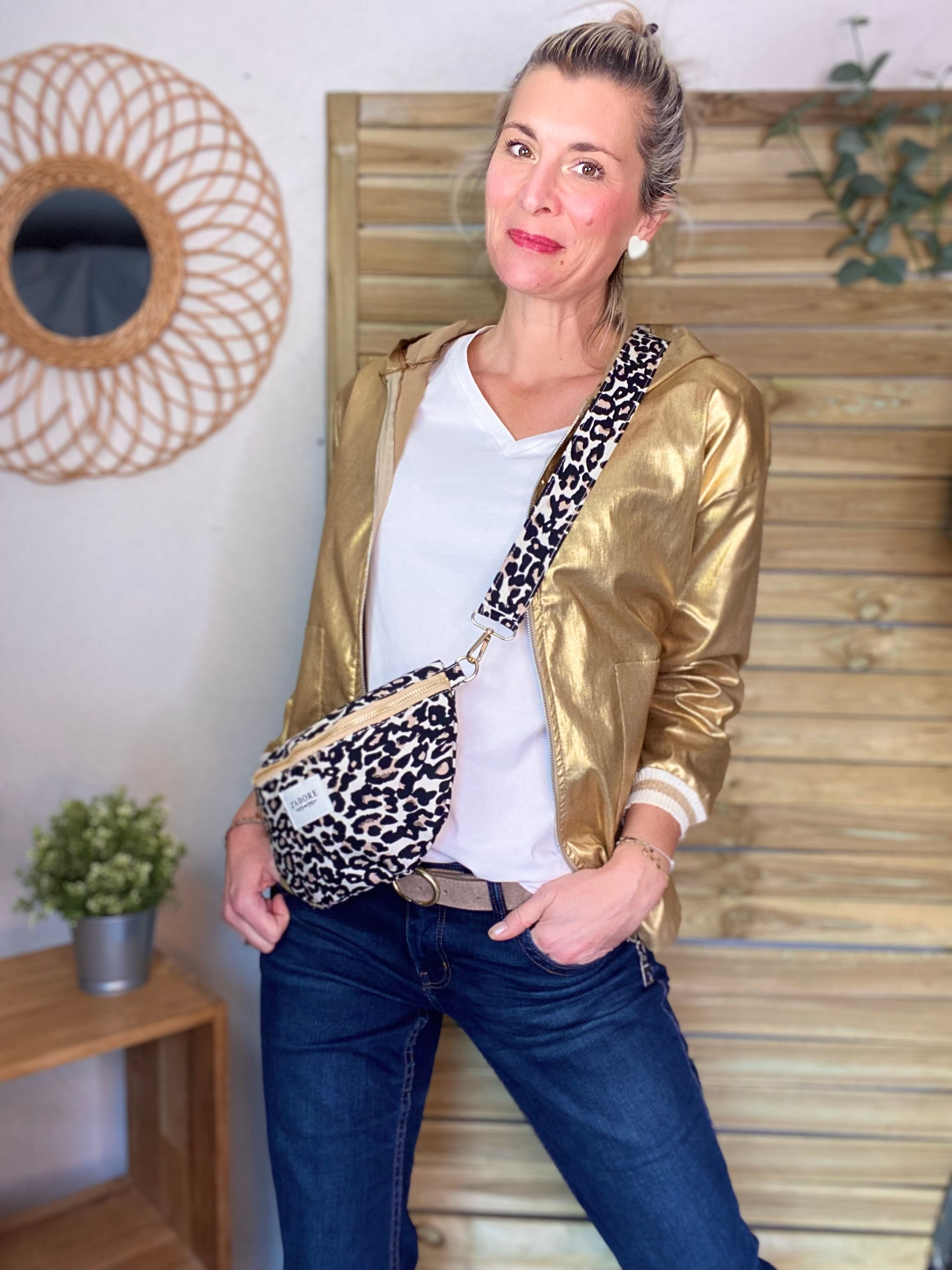 Sac banane L - BONNIE - Léo beige 🐆