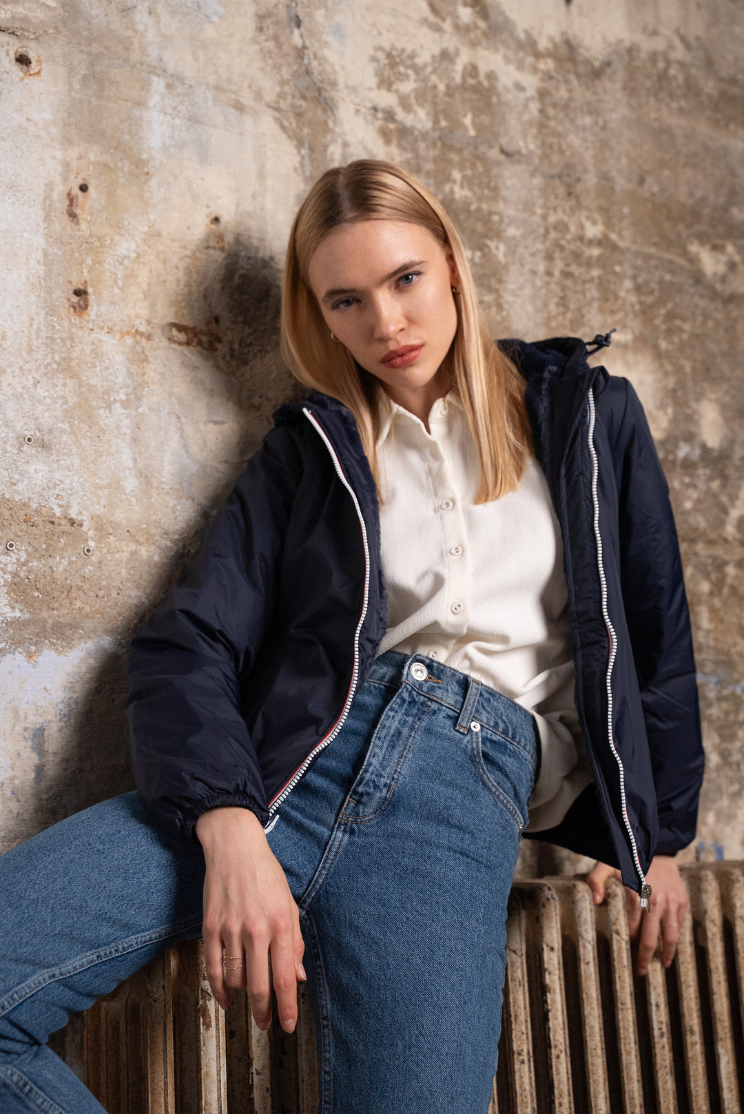 Parka Imperméable LOUISE COURT fourré - Bleu marine - LAURA JO