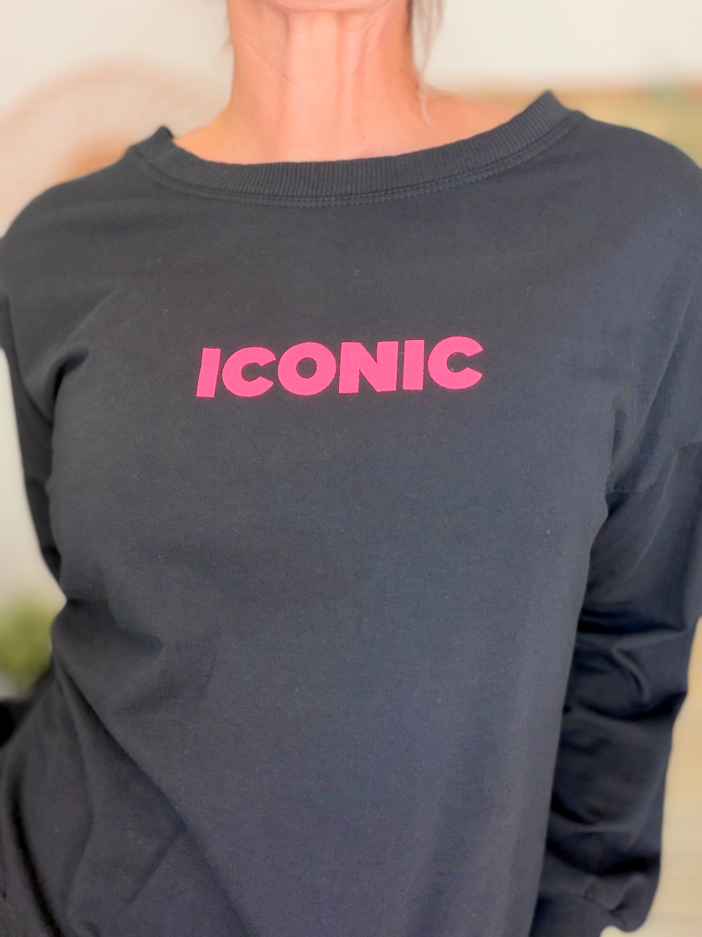 Sweat ICONIC léger 100% coton FAUSTINE Noir (taille 36 à 46)