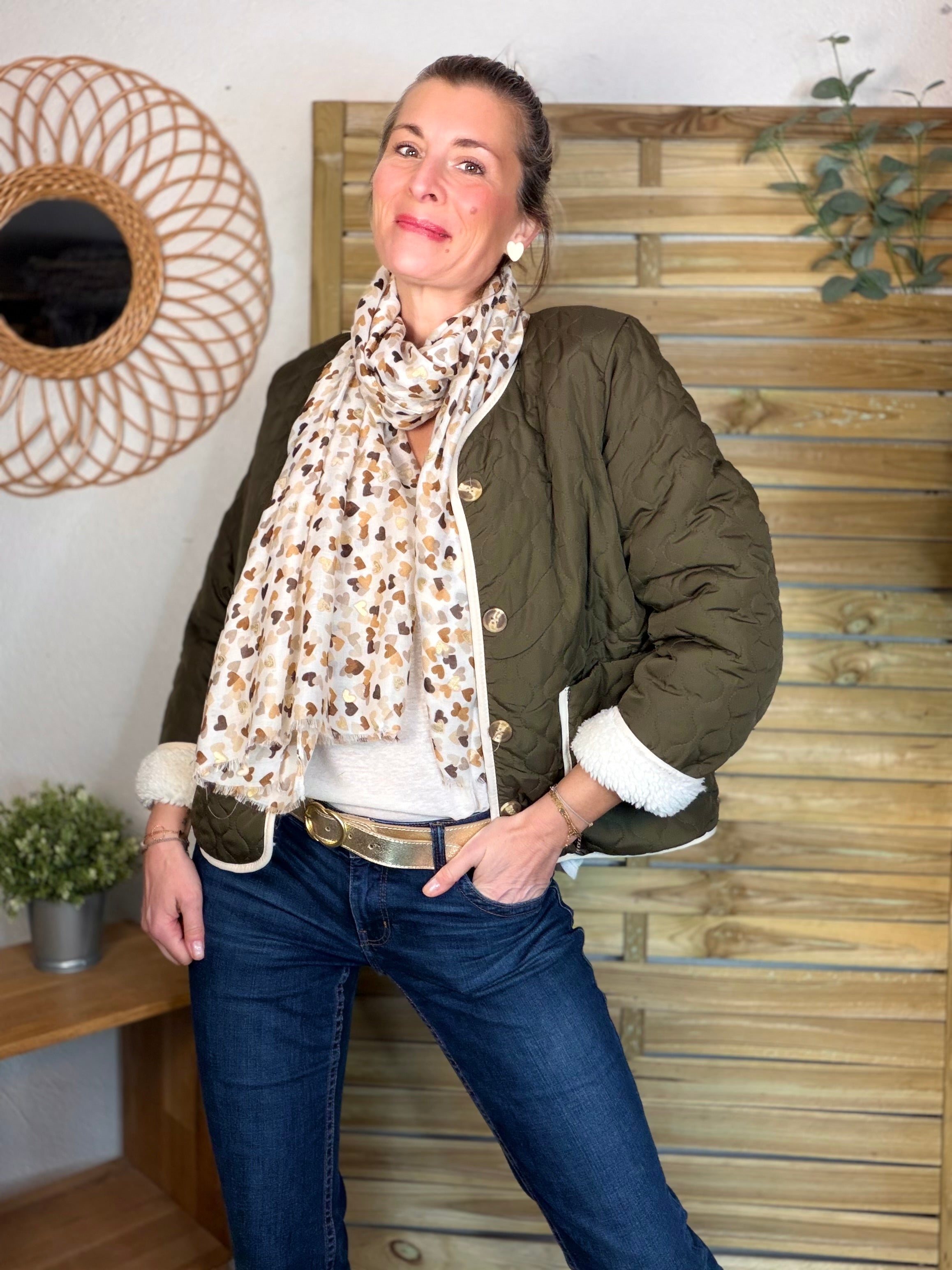 ⚡️ ARRIVAGE - Veste matelassée réversible Sherpa NOÉMIE Kaki