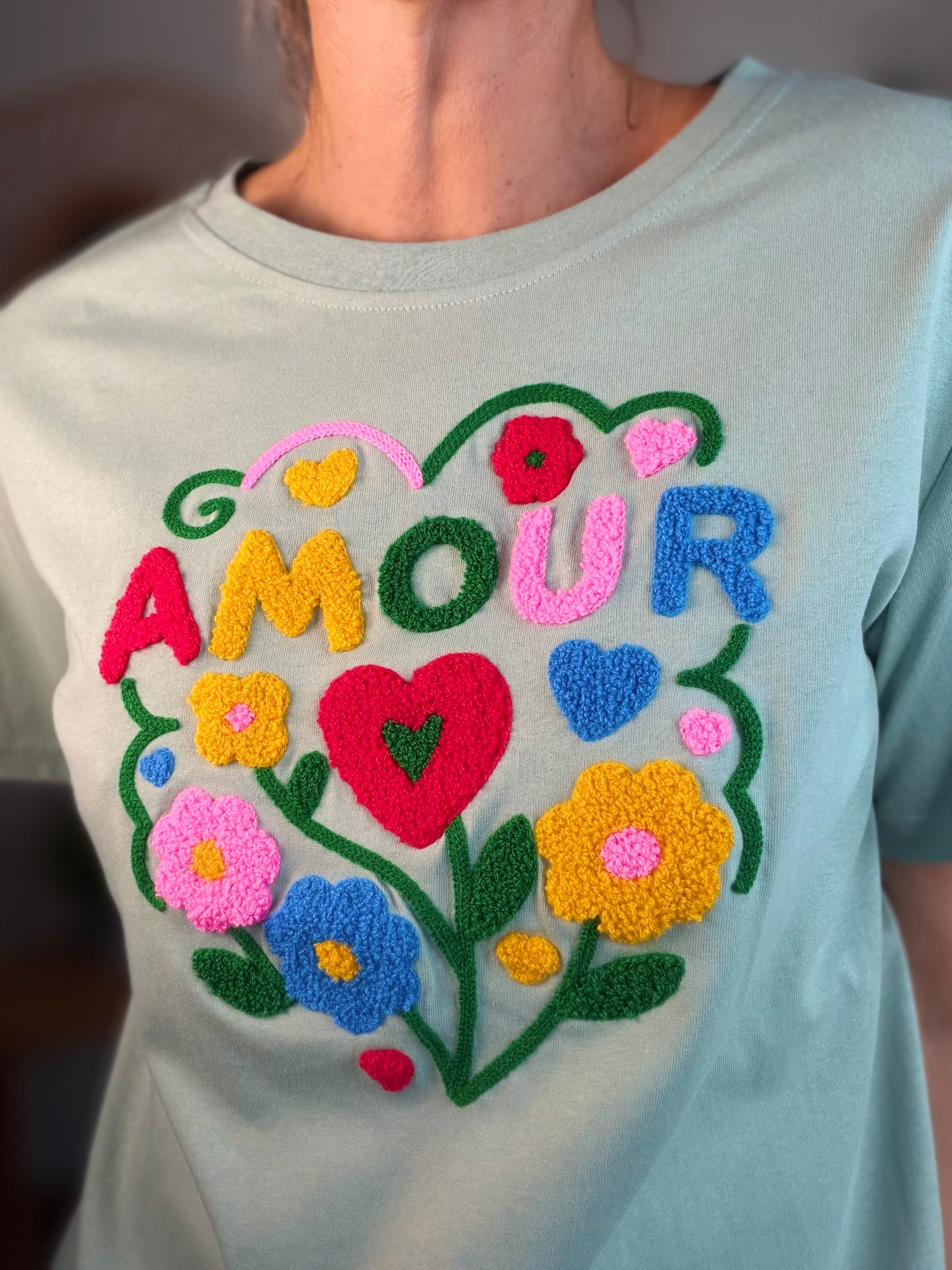 Tee shirt amour fleuri ARYA Vert sauge