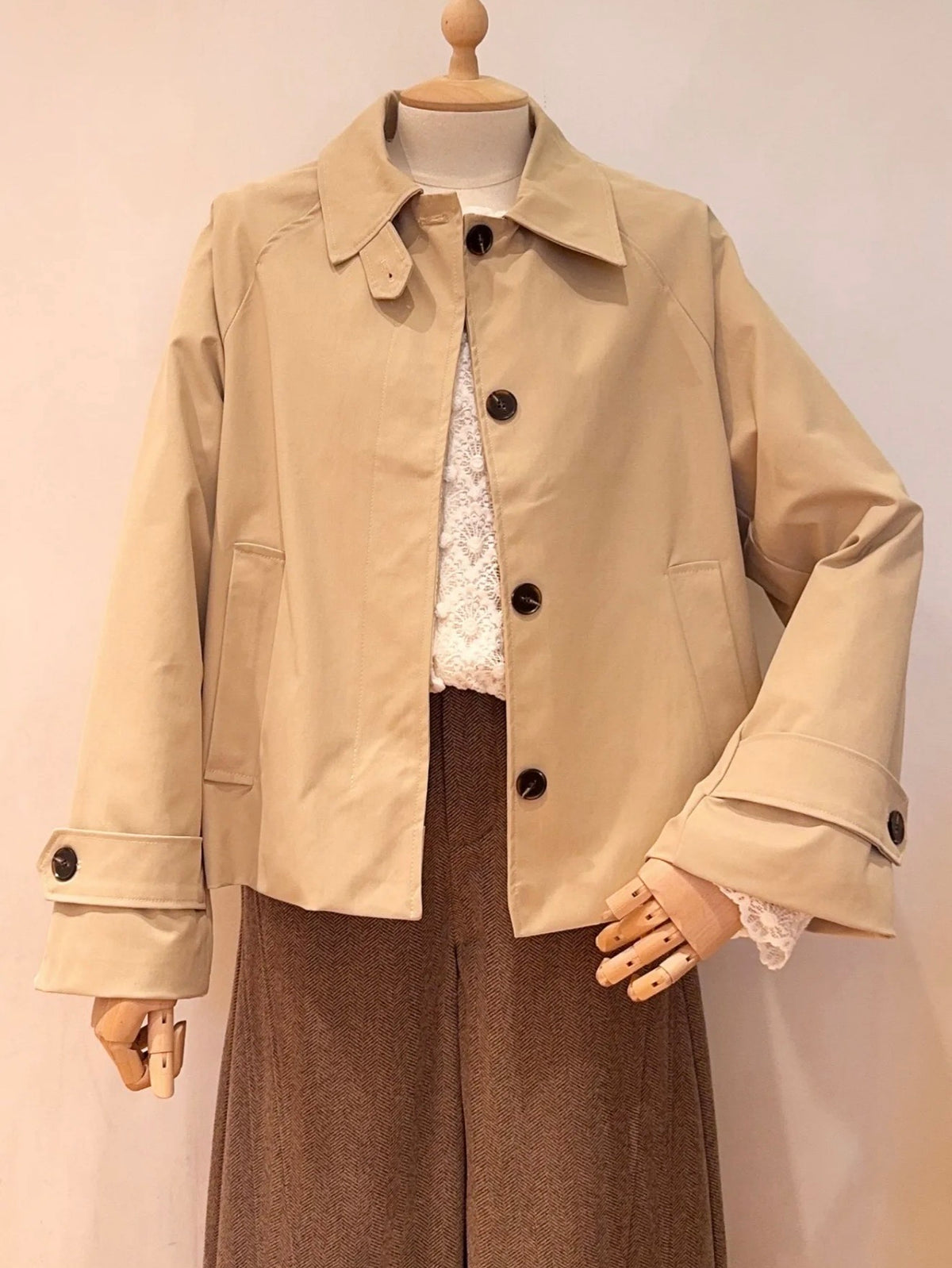 Veste Trench avec Liberty - MADELEINE Beige