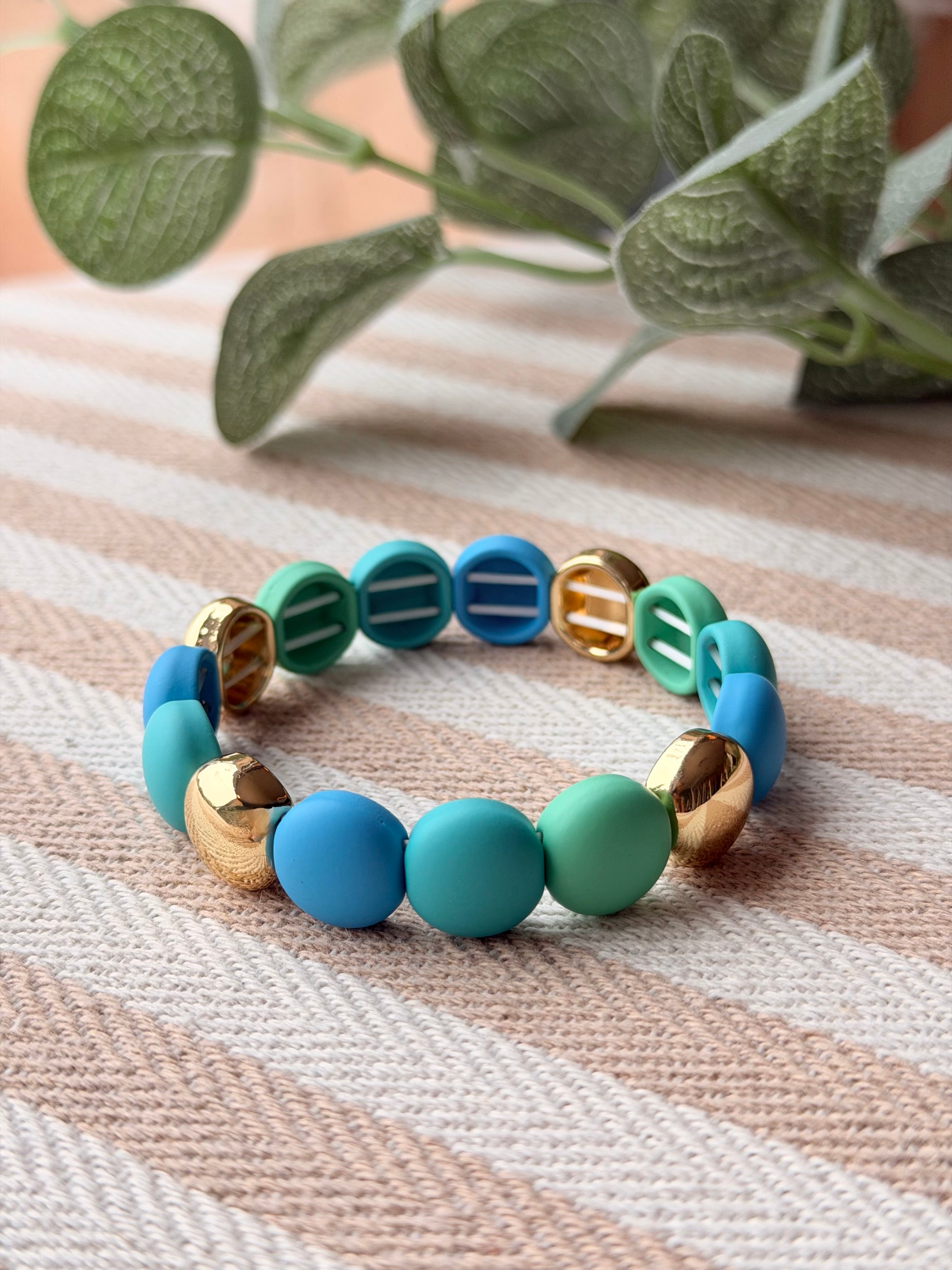 Bracelet élastiqué perles plates NINA