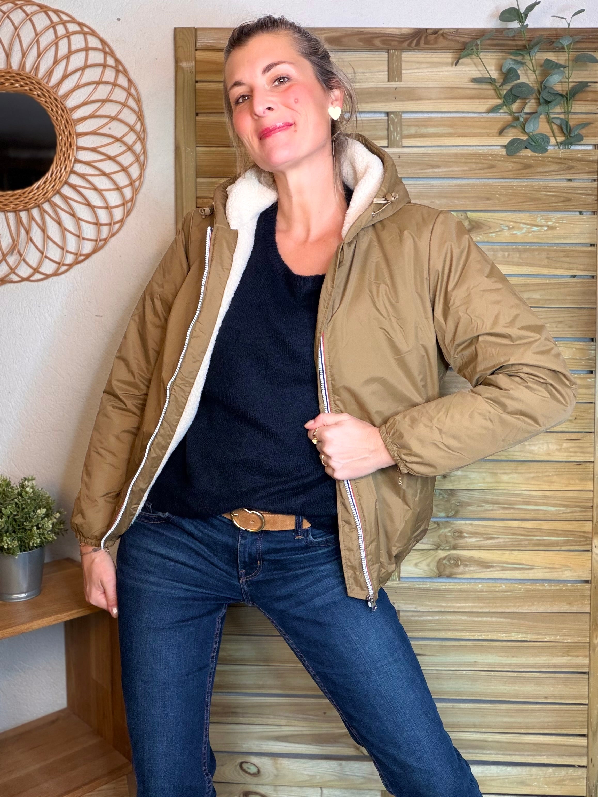 Parka Imperméable LOUISE COURT sherpa - Camel - LAURA JO