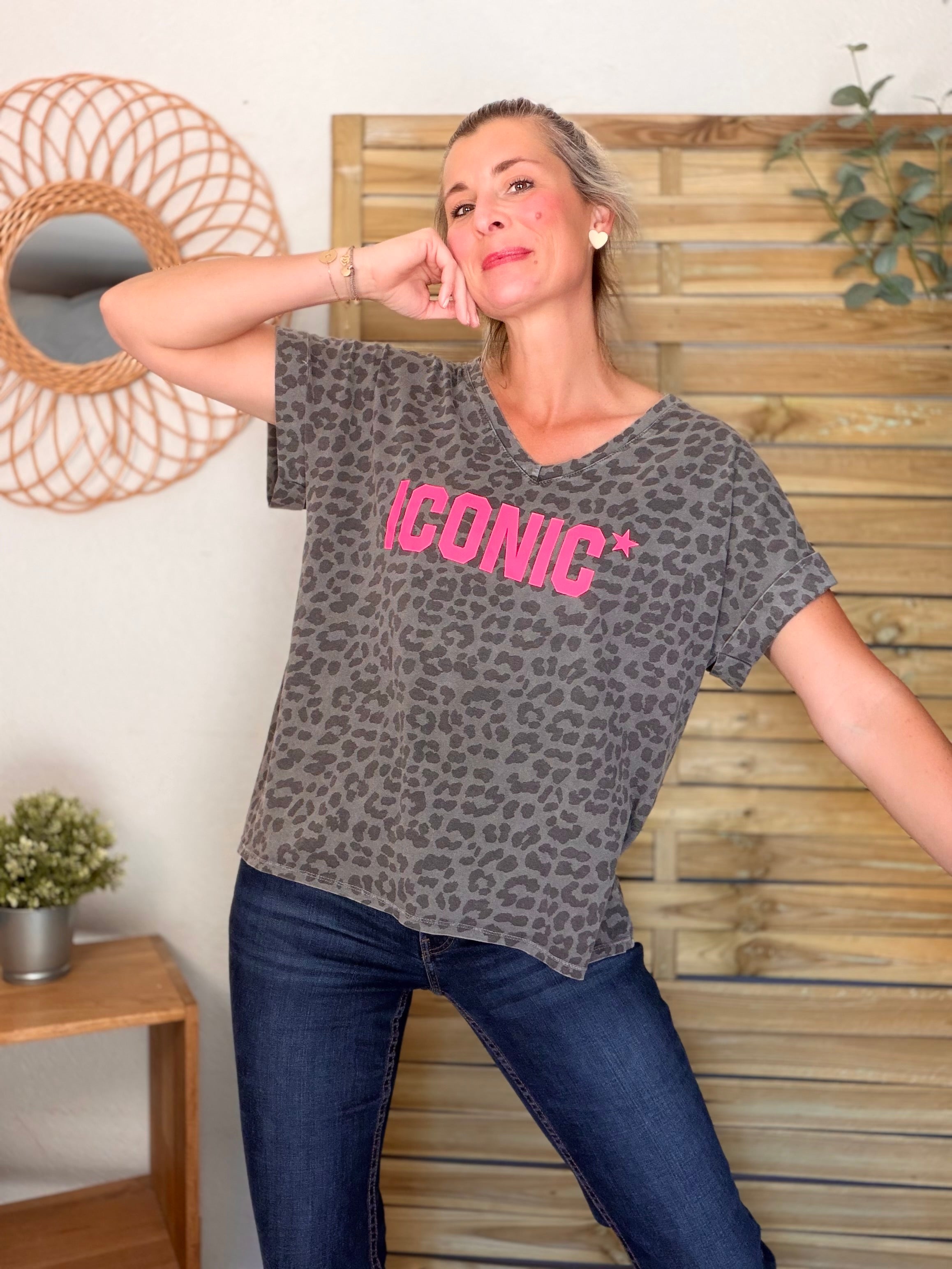 Top léo ICONIC col V - SHAUNA Gris foncé