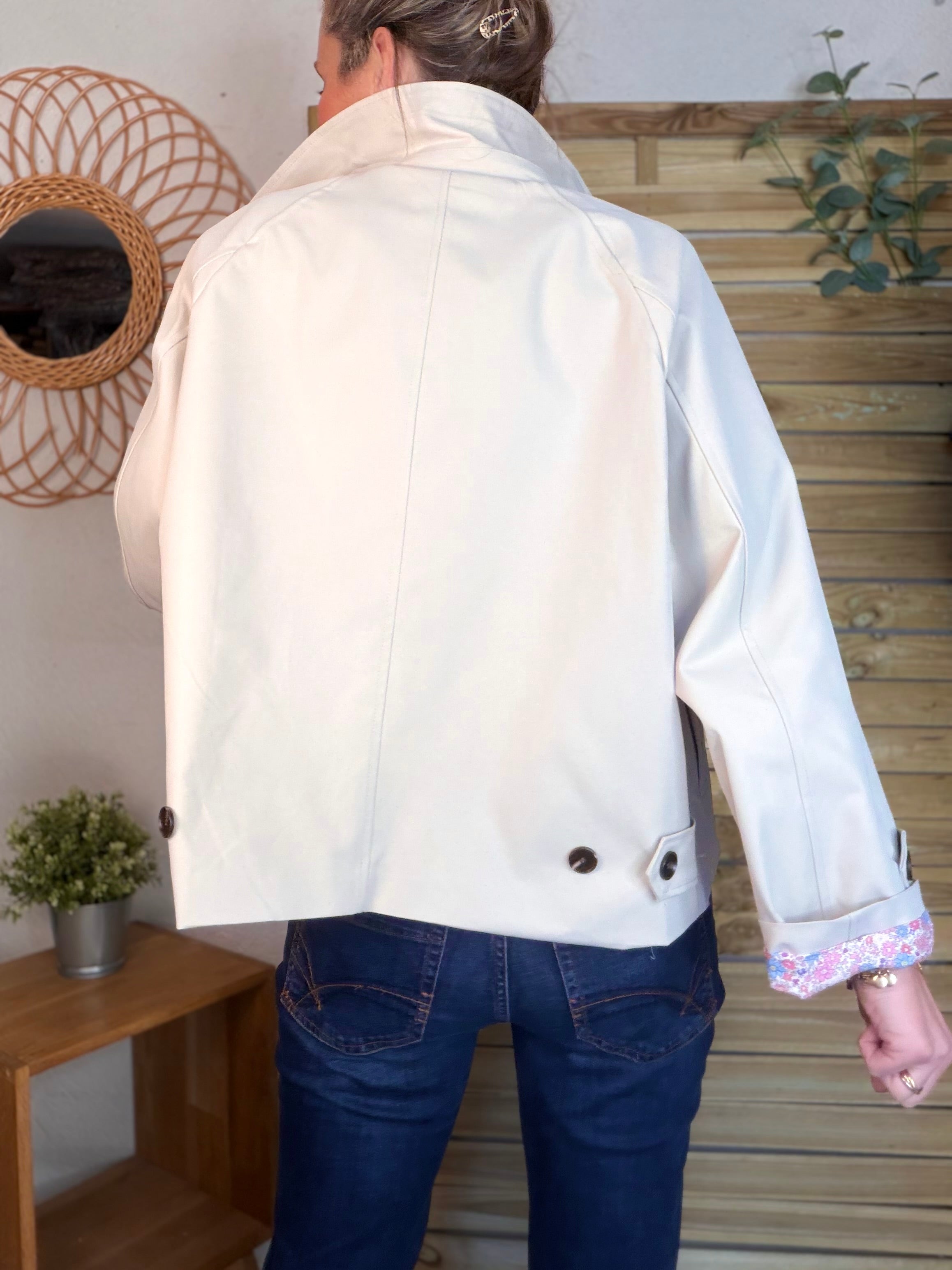 Veste Trench avec Liberty - MADELEINE Beige