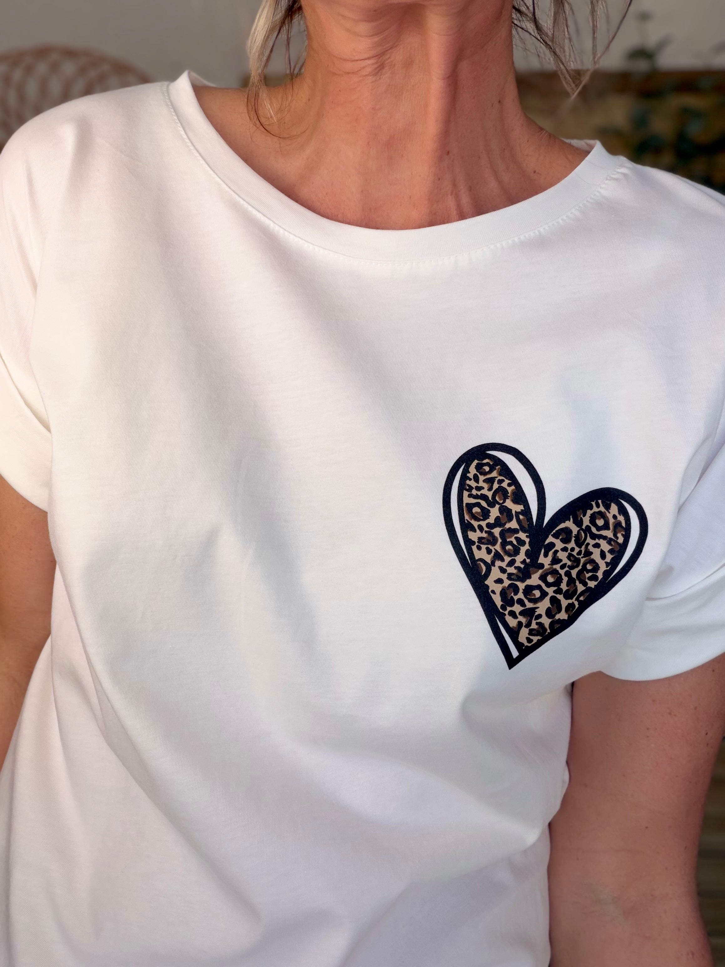Tee shirt col V Cœur Léo PALOMA Blanc