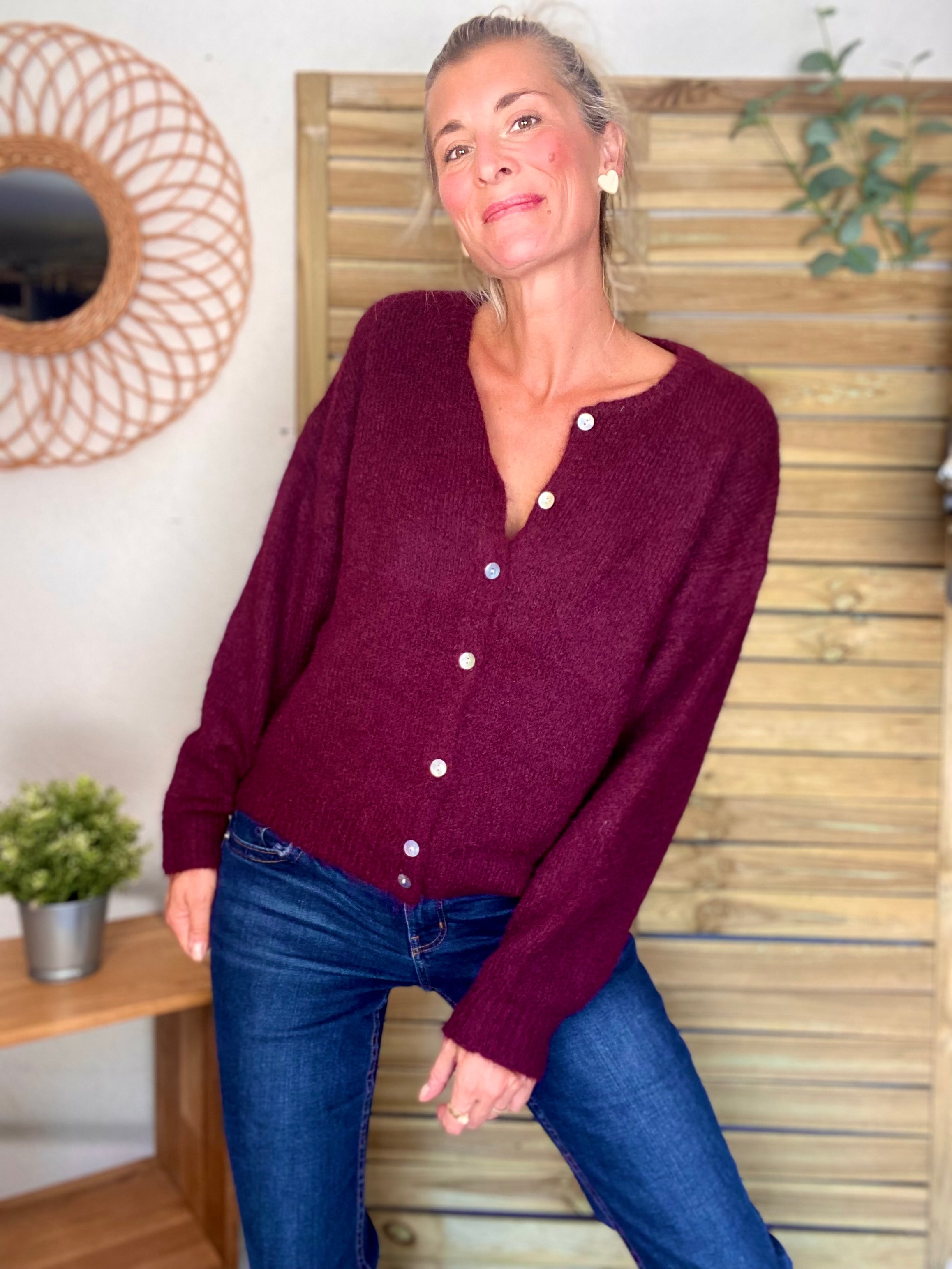 Gilet en maille SYDNEY - Bordeaux