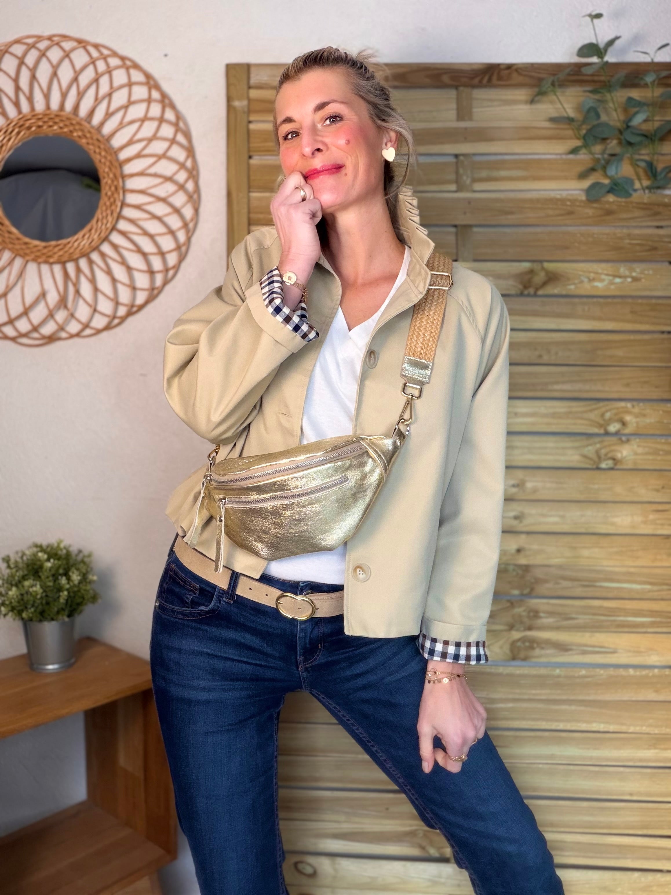 Veste Trench col victorien avec vichy - VICKY Beige
