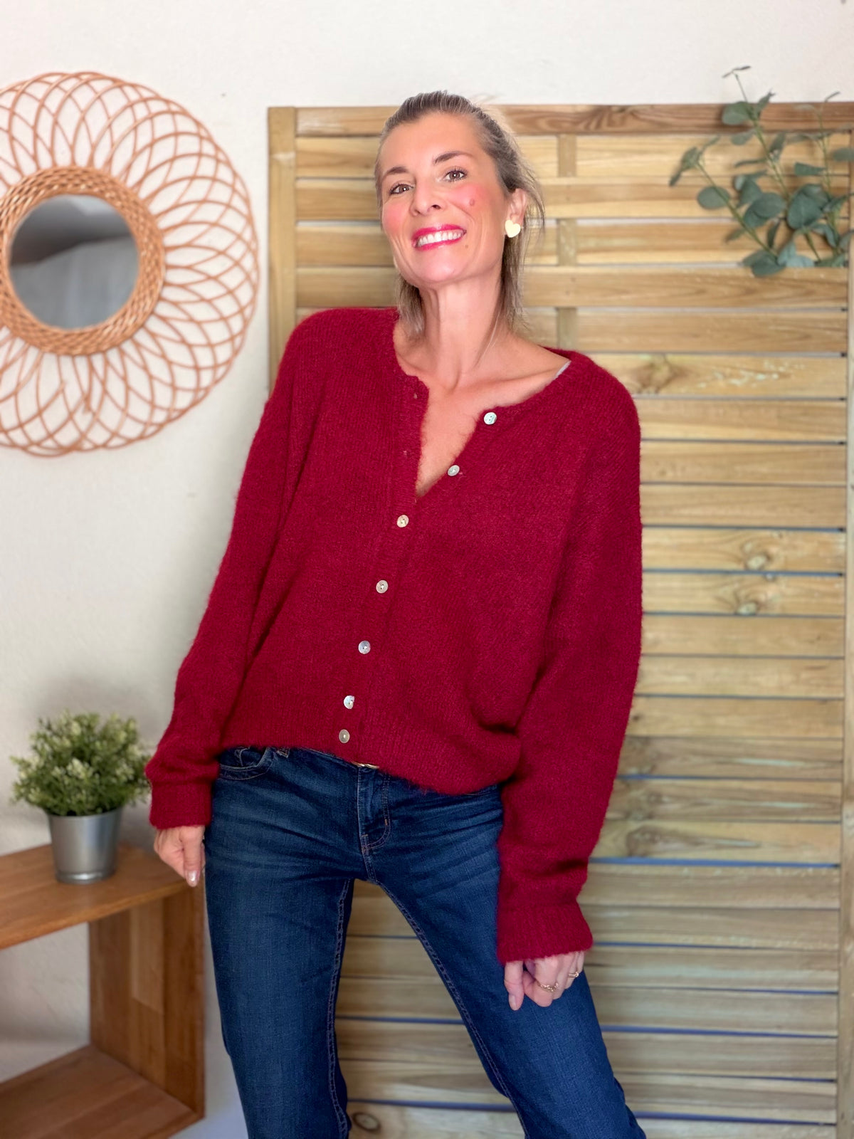 Gilet en maille MERYL - Cerise