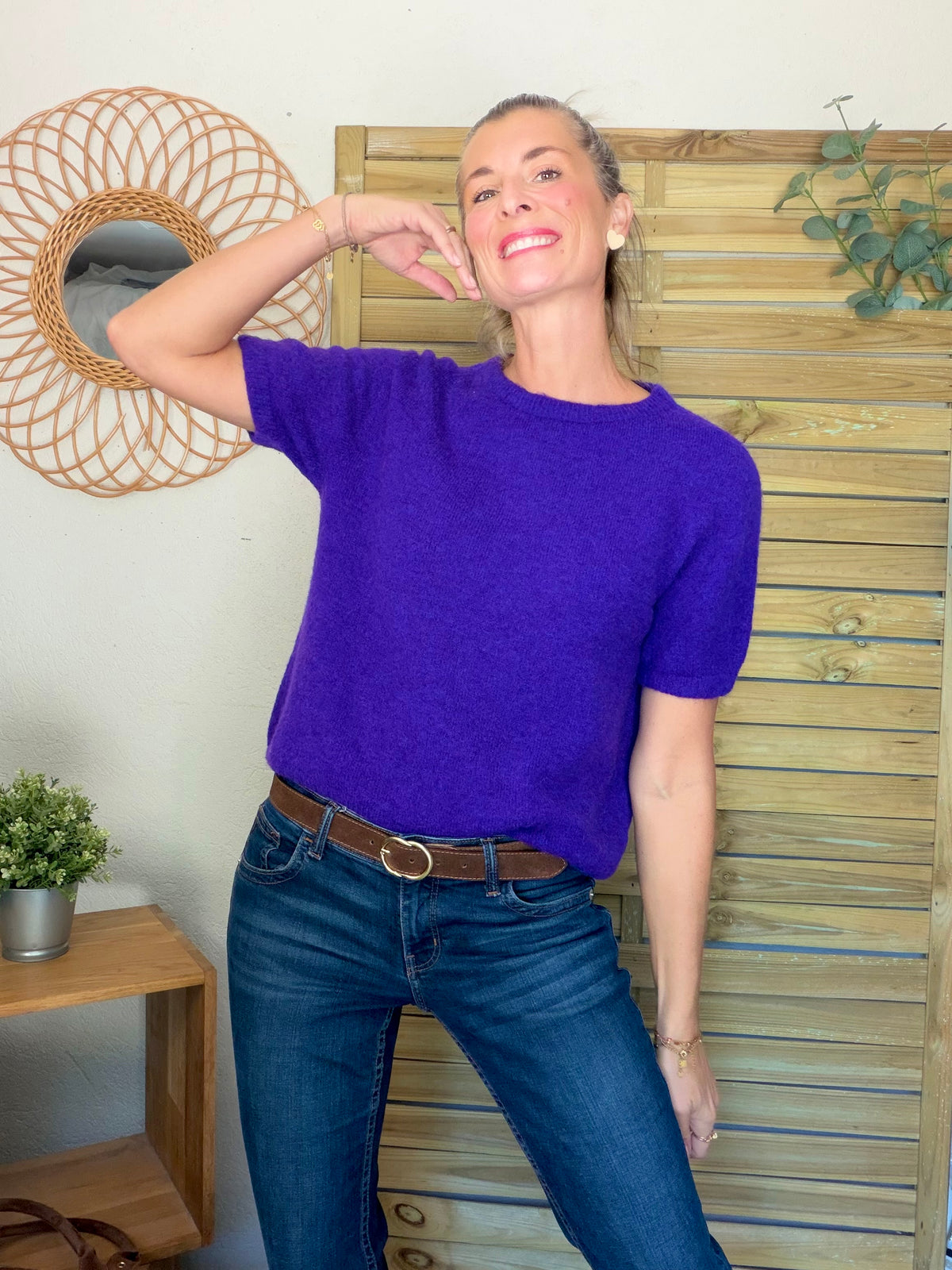 Pull laine et alpaga PEGGY - Violet