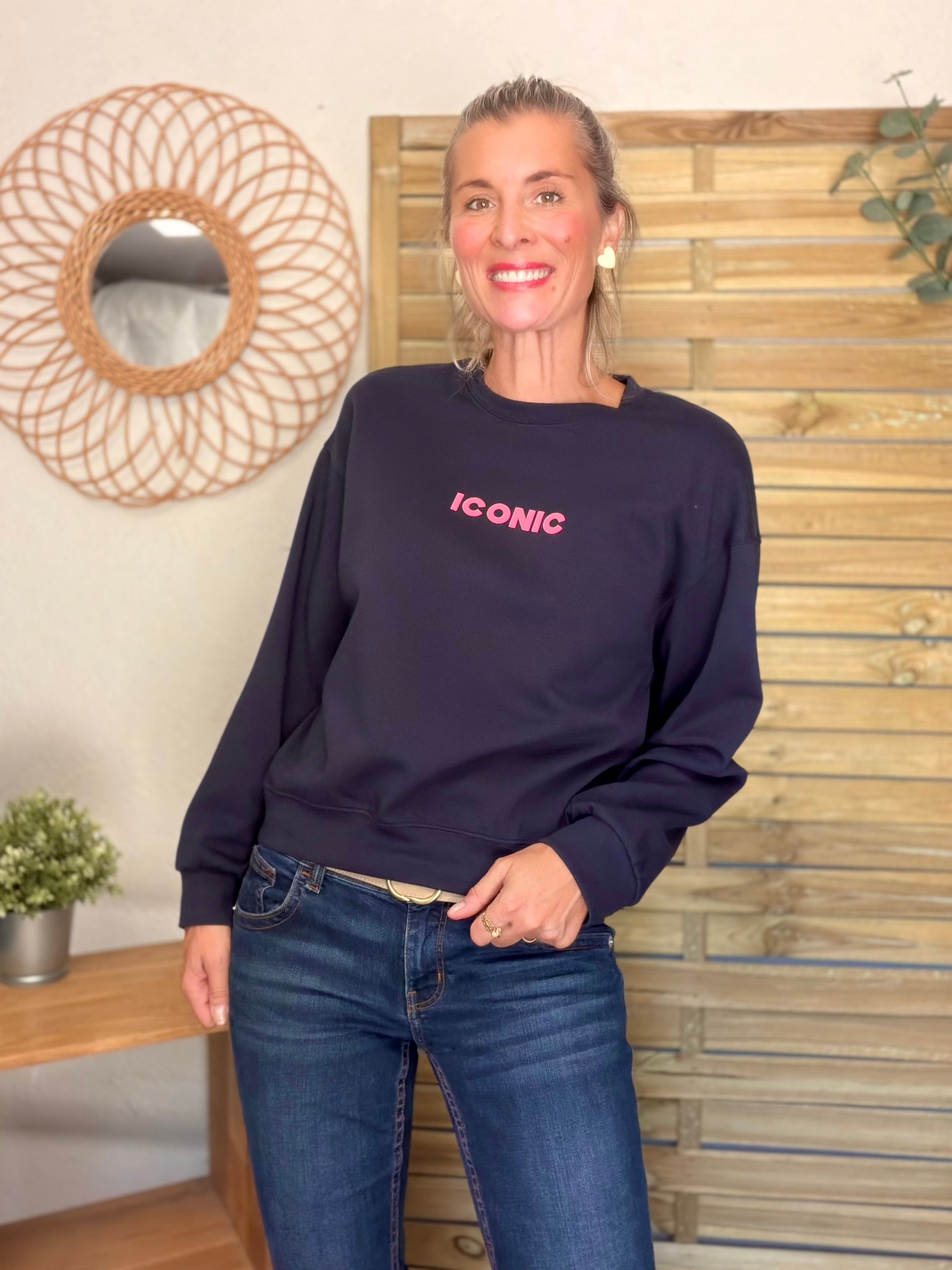 Sweat ICONIC ultra doux OMBLINE - Bleu marine