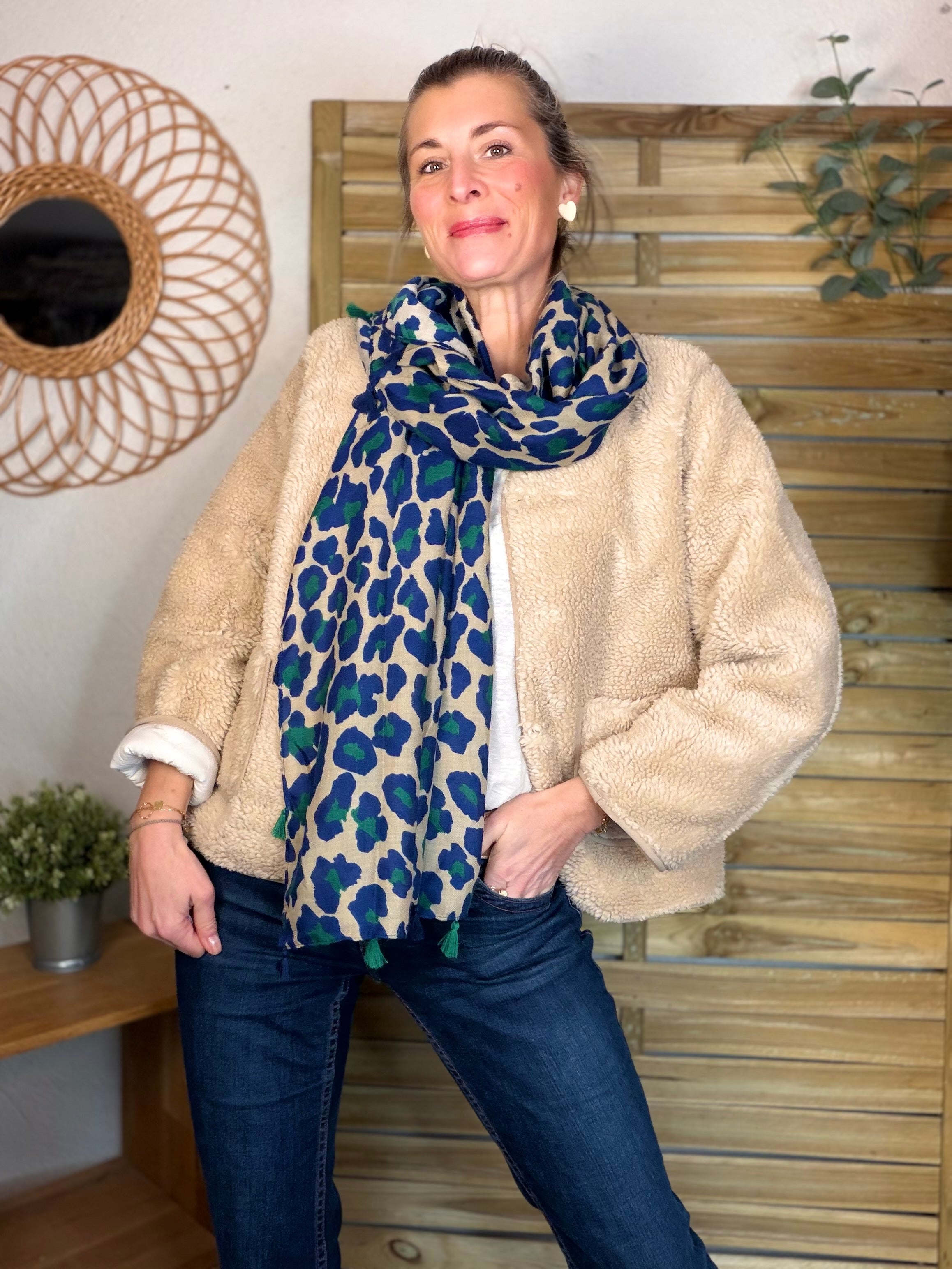 Foulard Léo CLEM - Bleu roi / vert 🐆