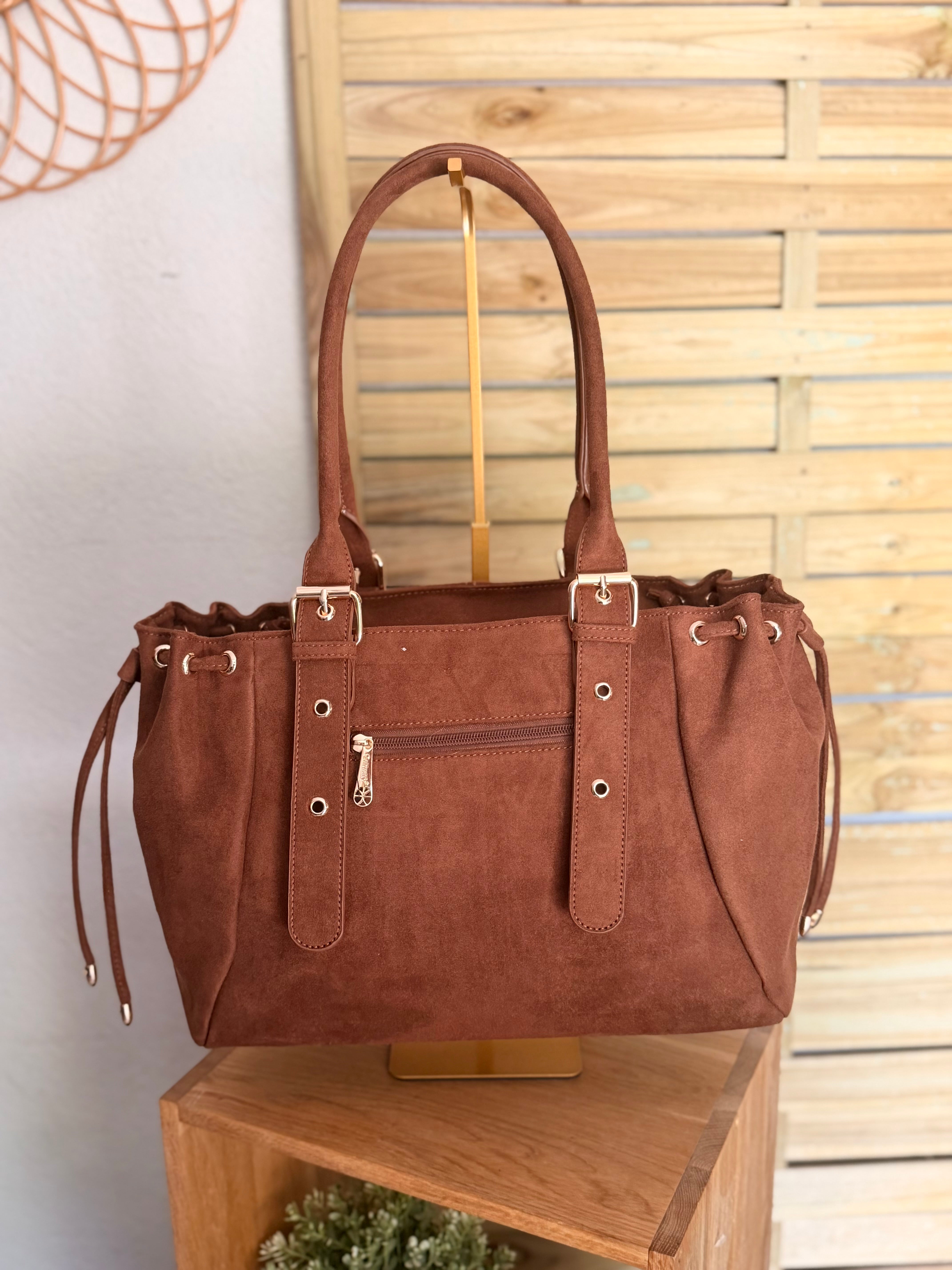 Sac cabas XL simili daim CLÉO Camel