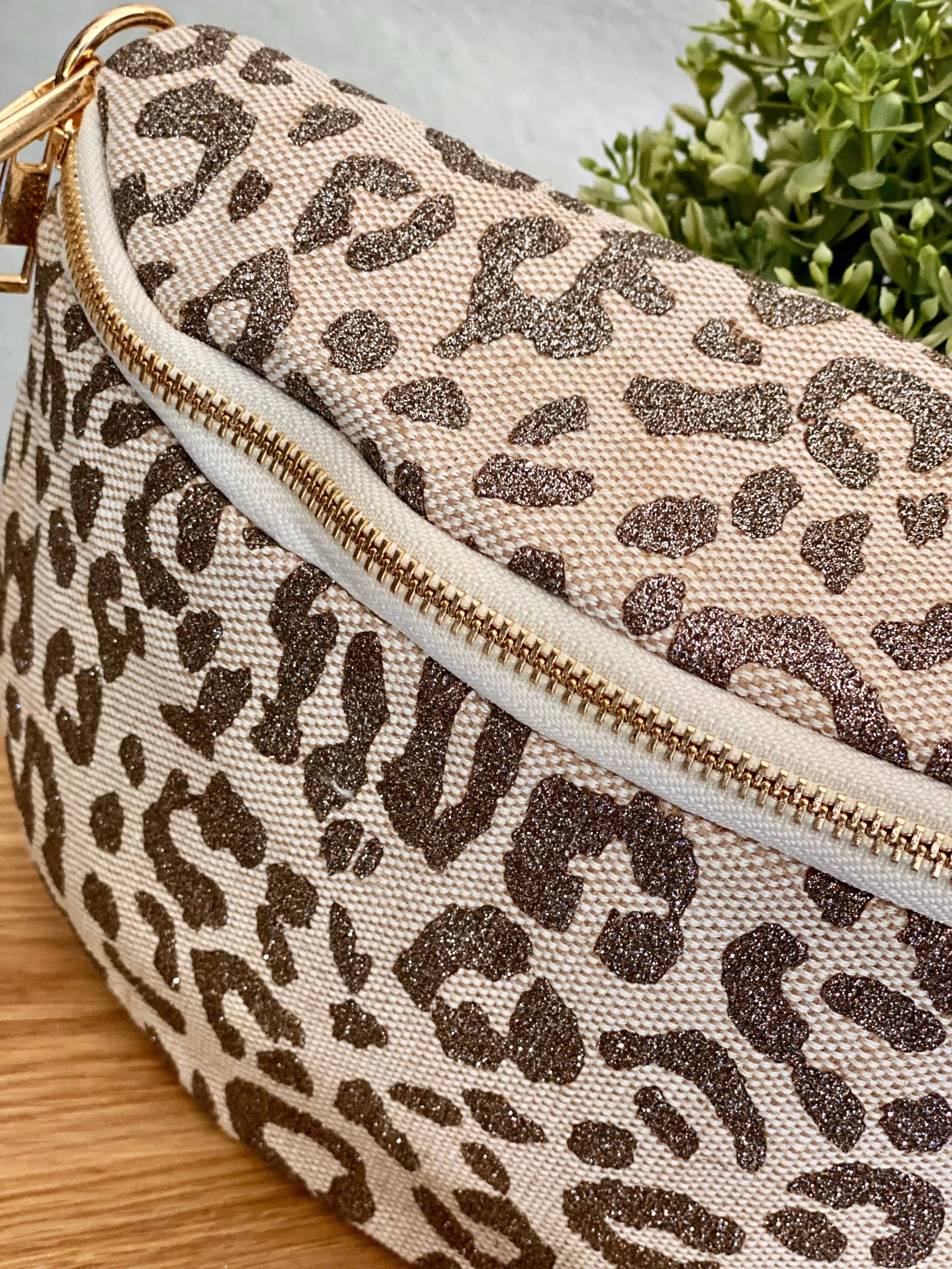 Sac banane L en toile léo Taupe pailleté - SHARON