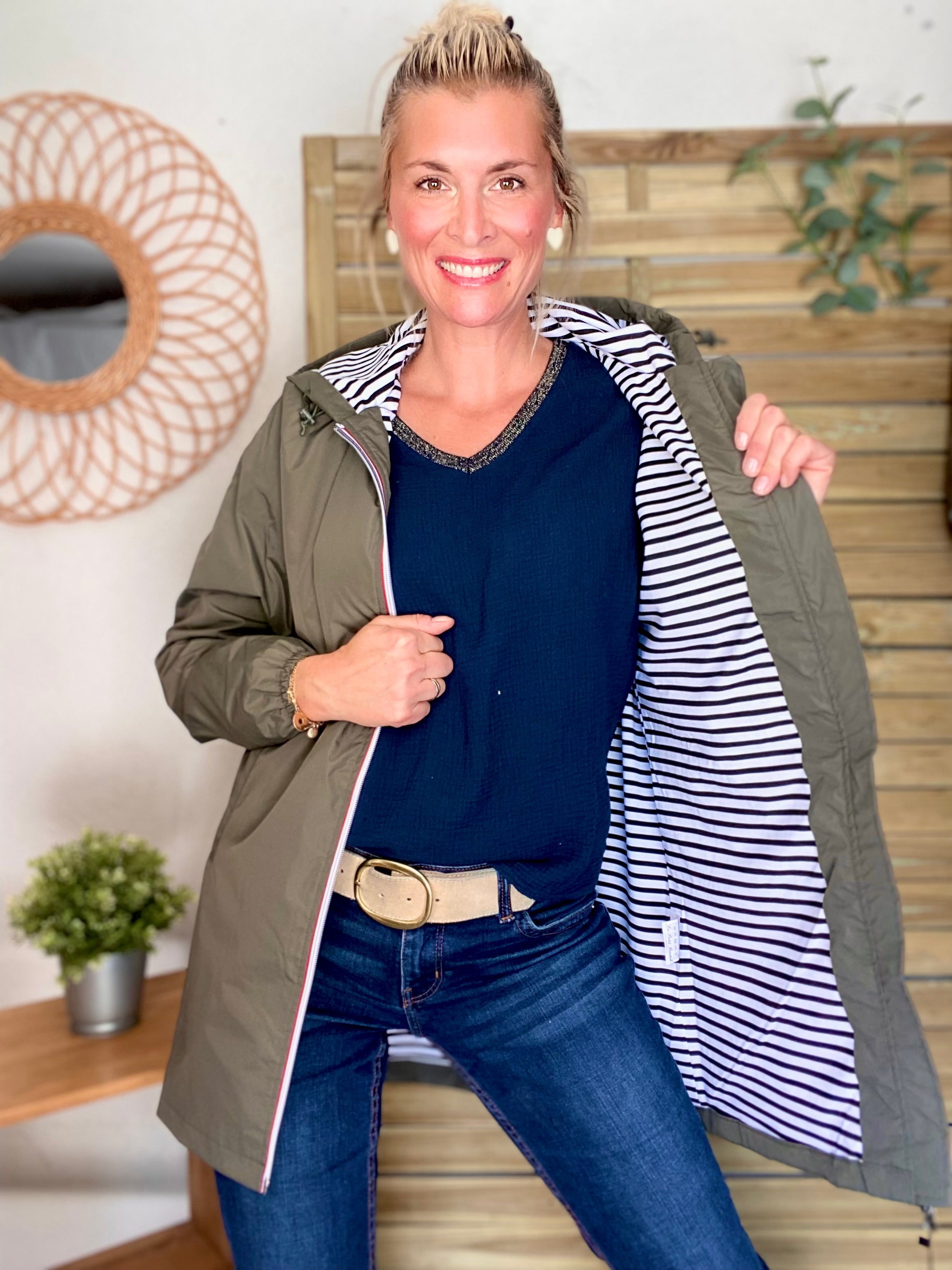 Imperméable doublé unisexe CÉLESTE - LE PETIT BRETON - Kaki (Taille petit)