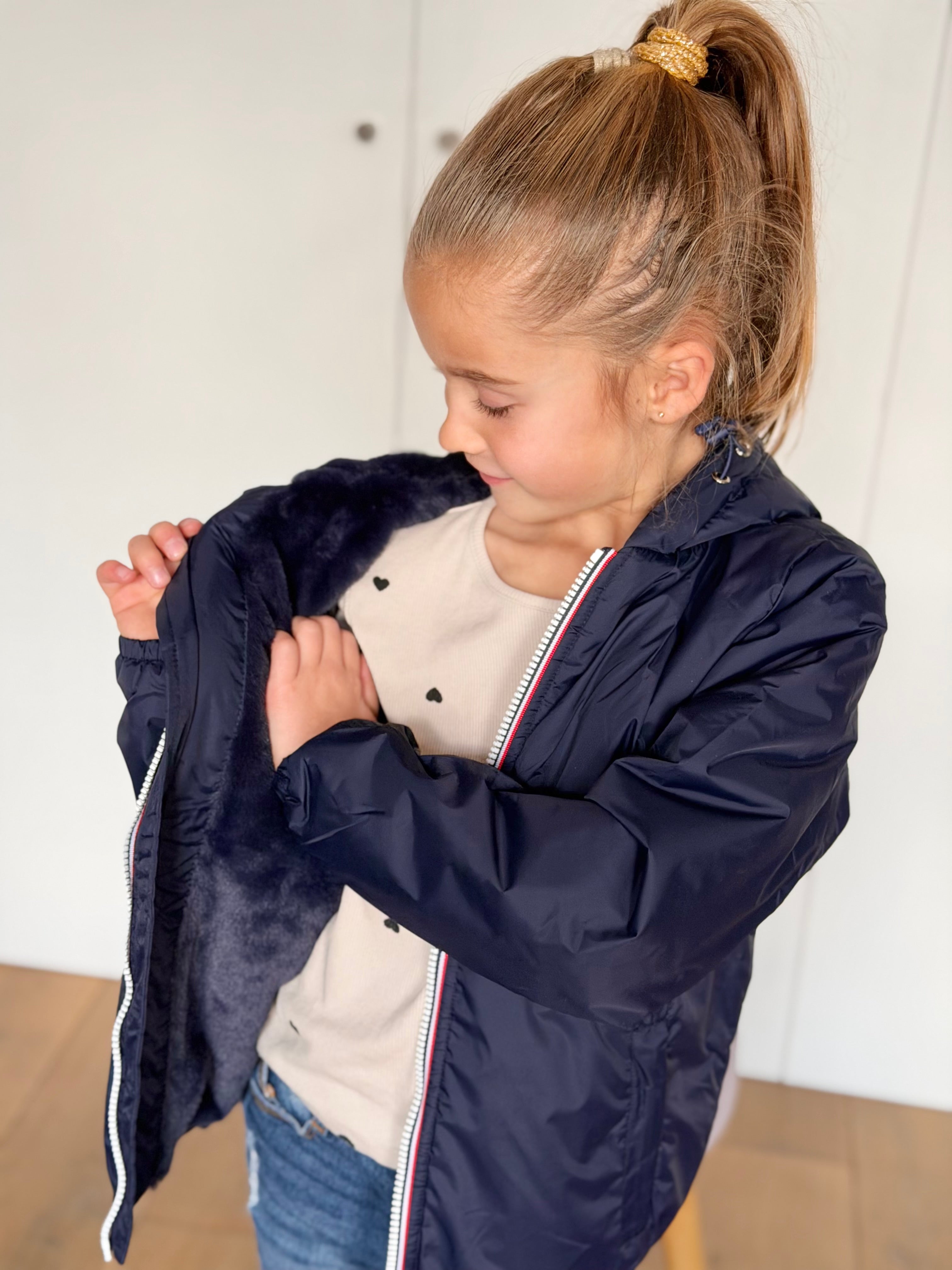 Parka Imperméable mixte LOUIS.E KIDS fourré - Bleu marine - LAURA JO ( DÉSTOCKAGE taille 6 ans)