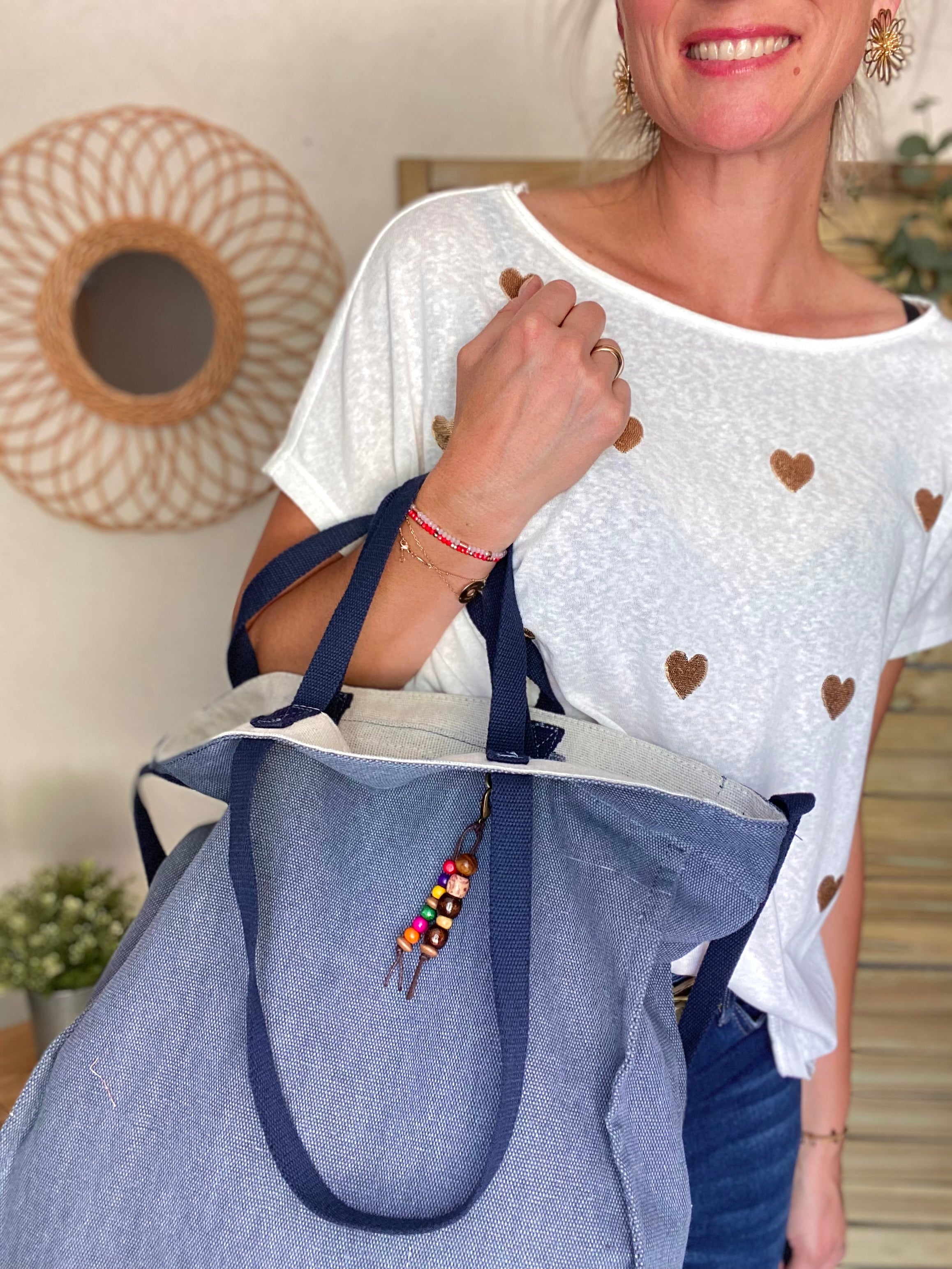 Sac cabas en toile de coton PACEY - Bleu Jean