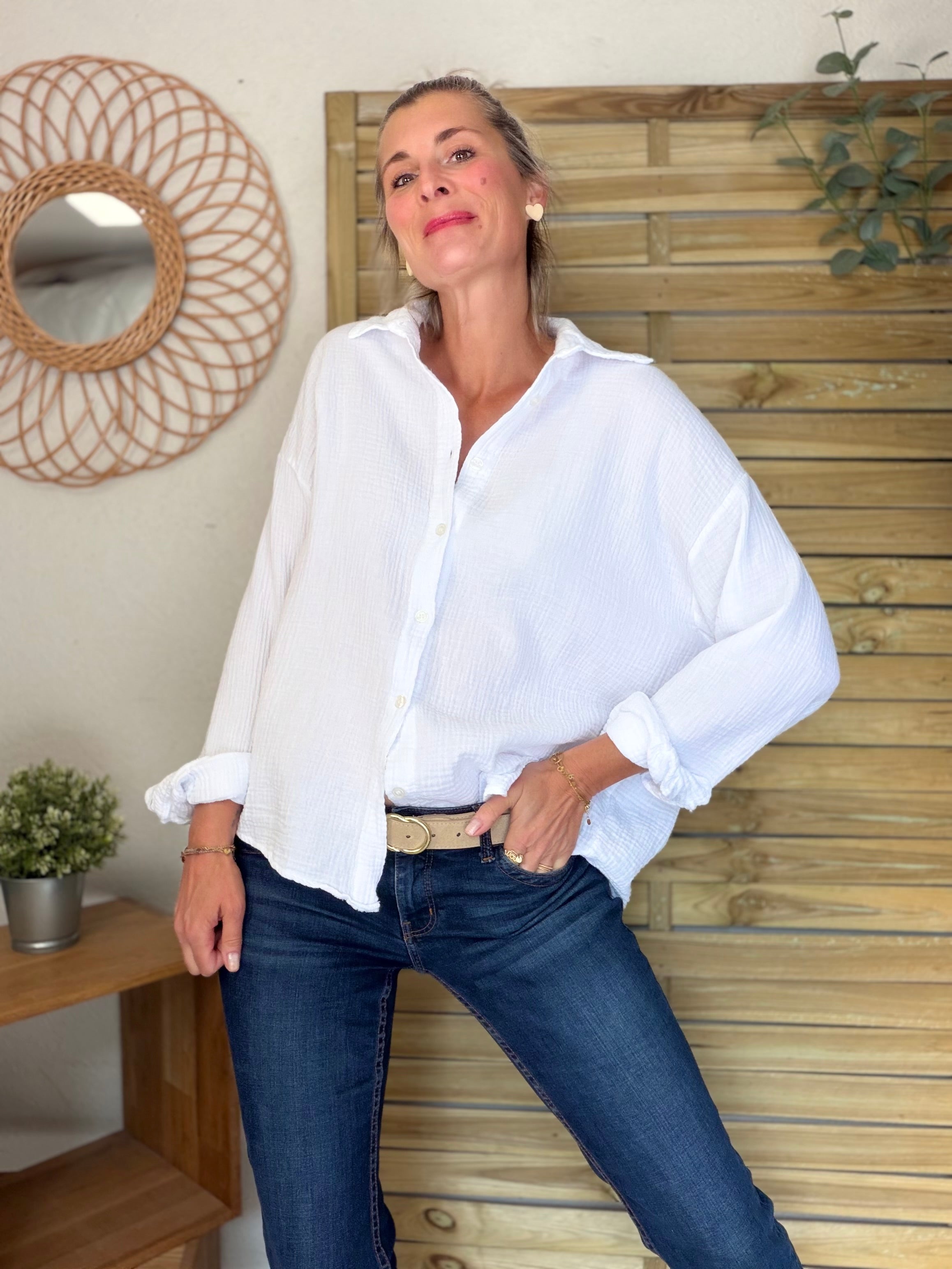 Chemise en gaze de coton ICONIC - ALANIS Blanc
