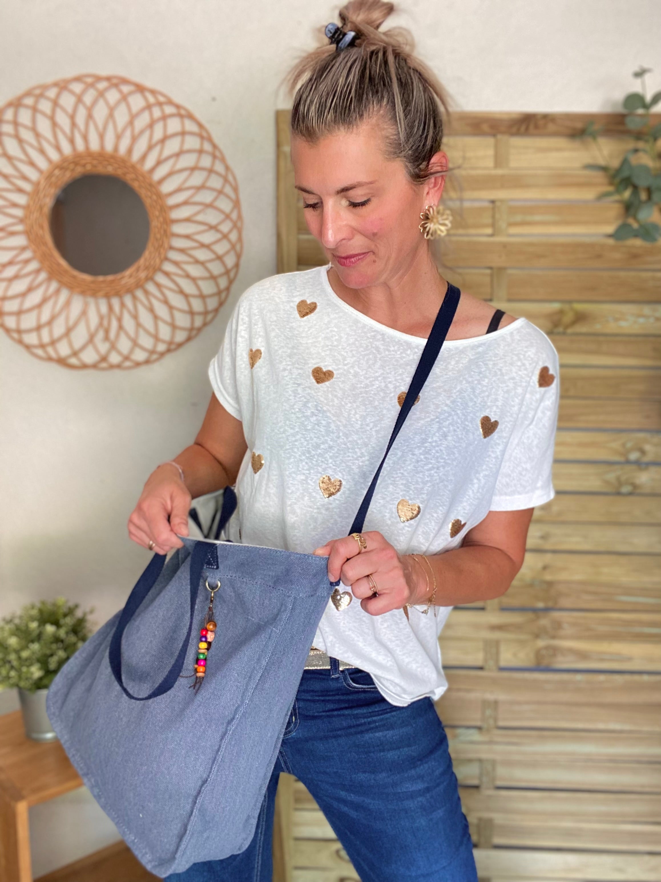 Sac cabas en toile de coton PACEY - Bleu Jean