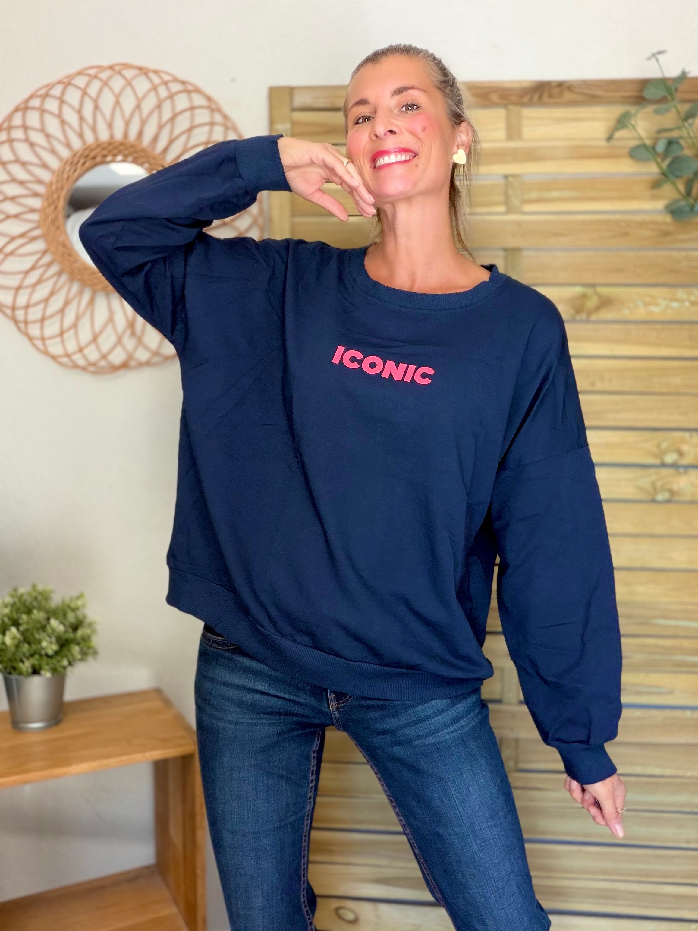 Sweat ICONIC léger 100% coton FAUSTINE Bleu marine (taille 36 à 46)