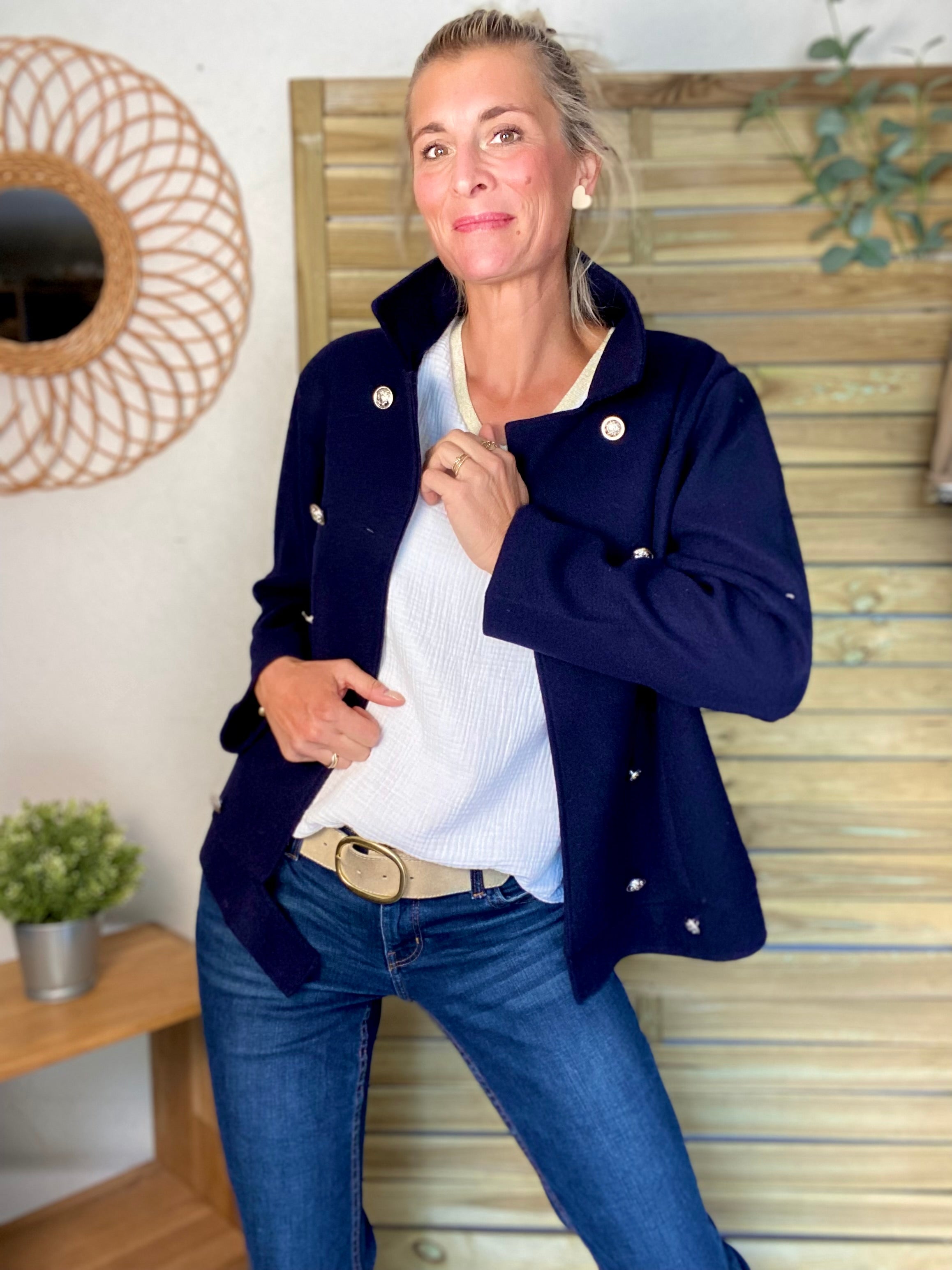 ⚠️ PRÉCOMMANDE (Expédition à partir du 01/10) - Veste caban légère JACK - Bleu marine