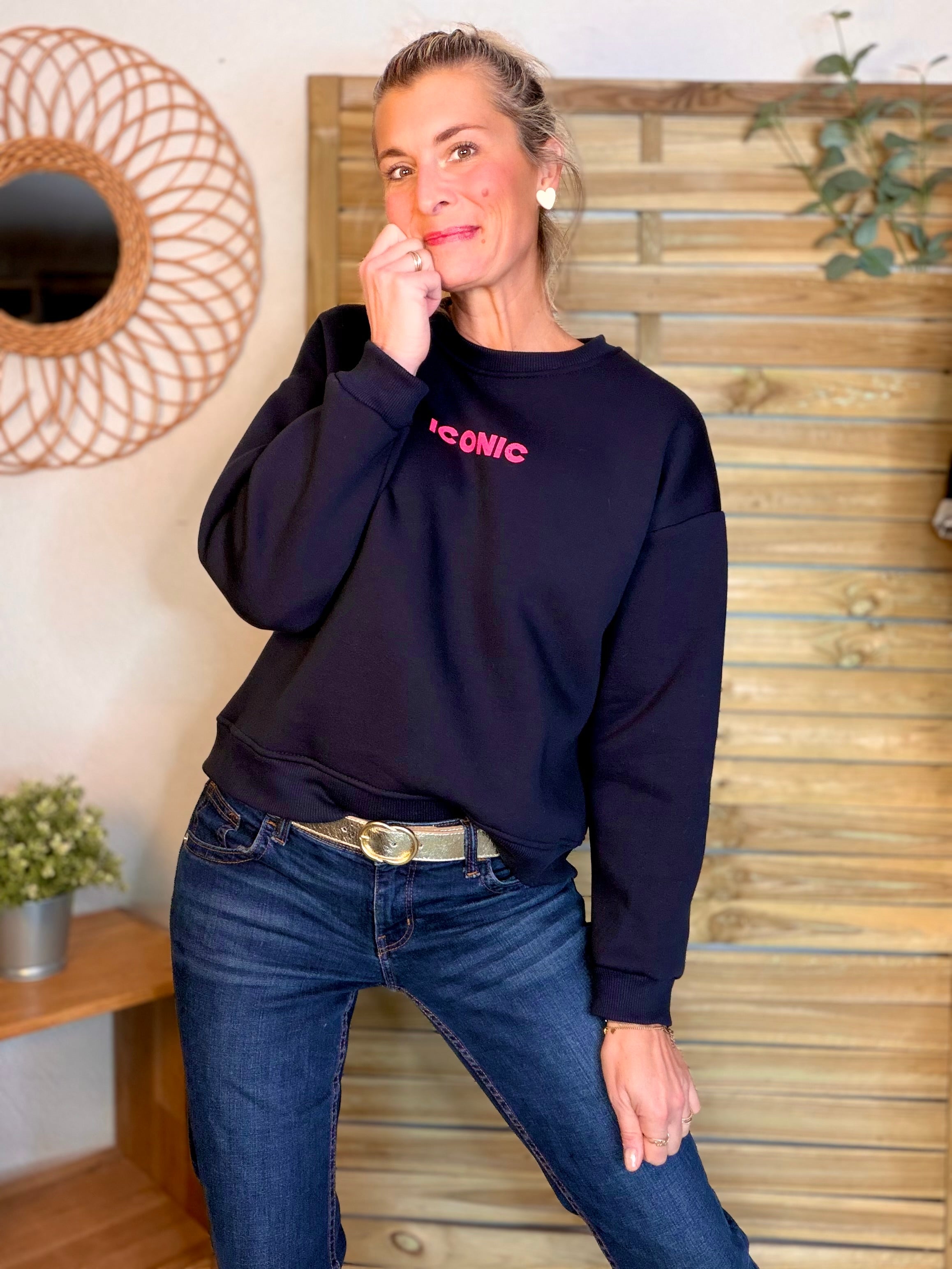 Sweat ICONIC molleton CAPUCINE - Bleu marine