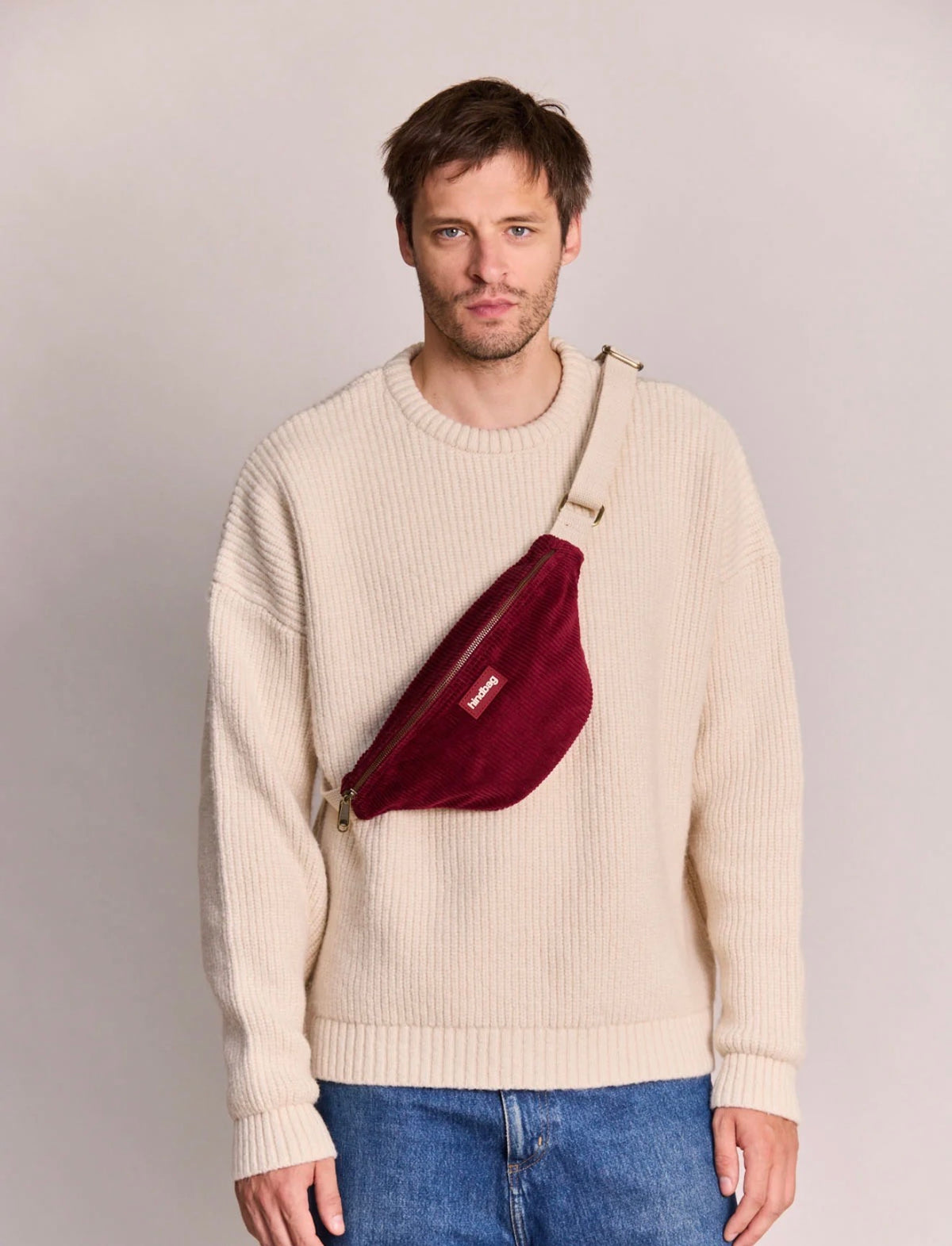 HINDBAG OLIVIA - Sac banane Velours Bordeaux