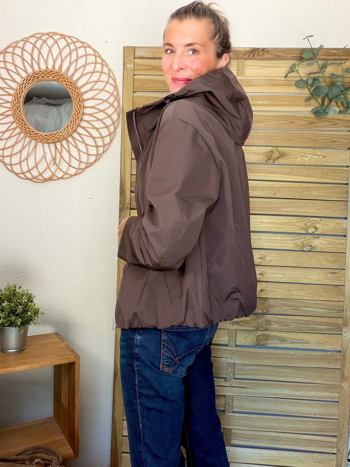 LAURA JO - Imperméable ÉLÉA court - Chocolat