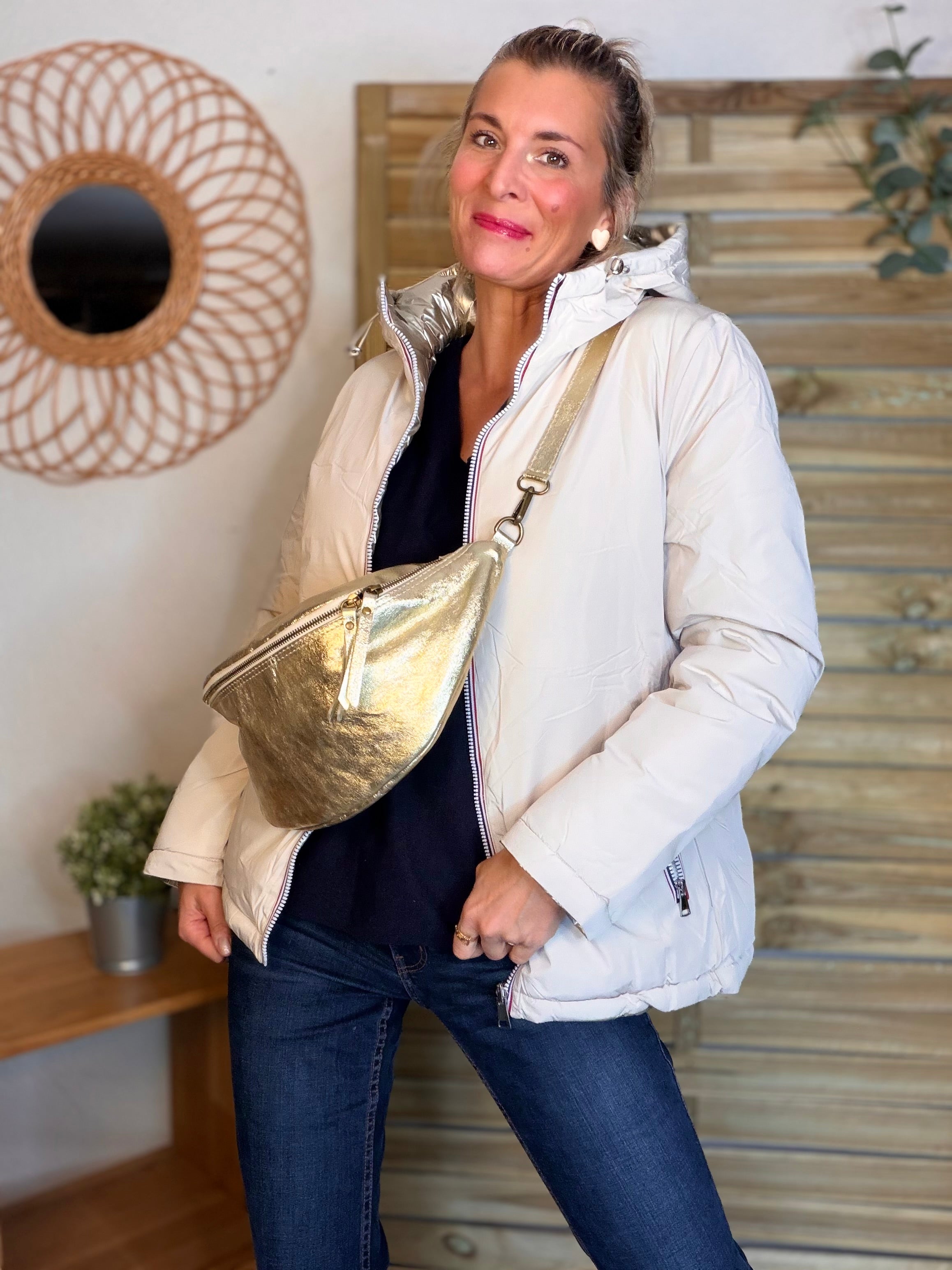 ⚡️PÉPITES FRIDAY - Sac banane XL en cuir - JANE - Doré