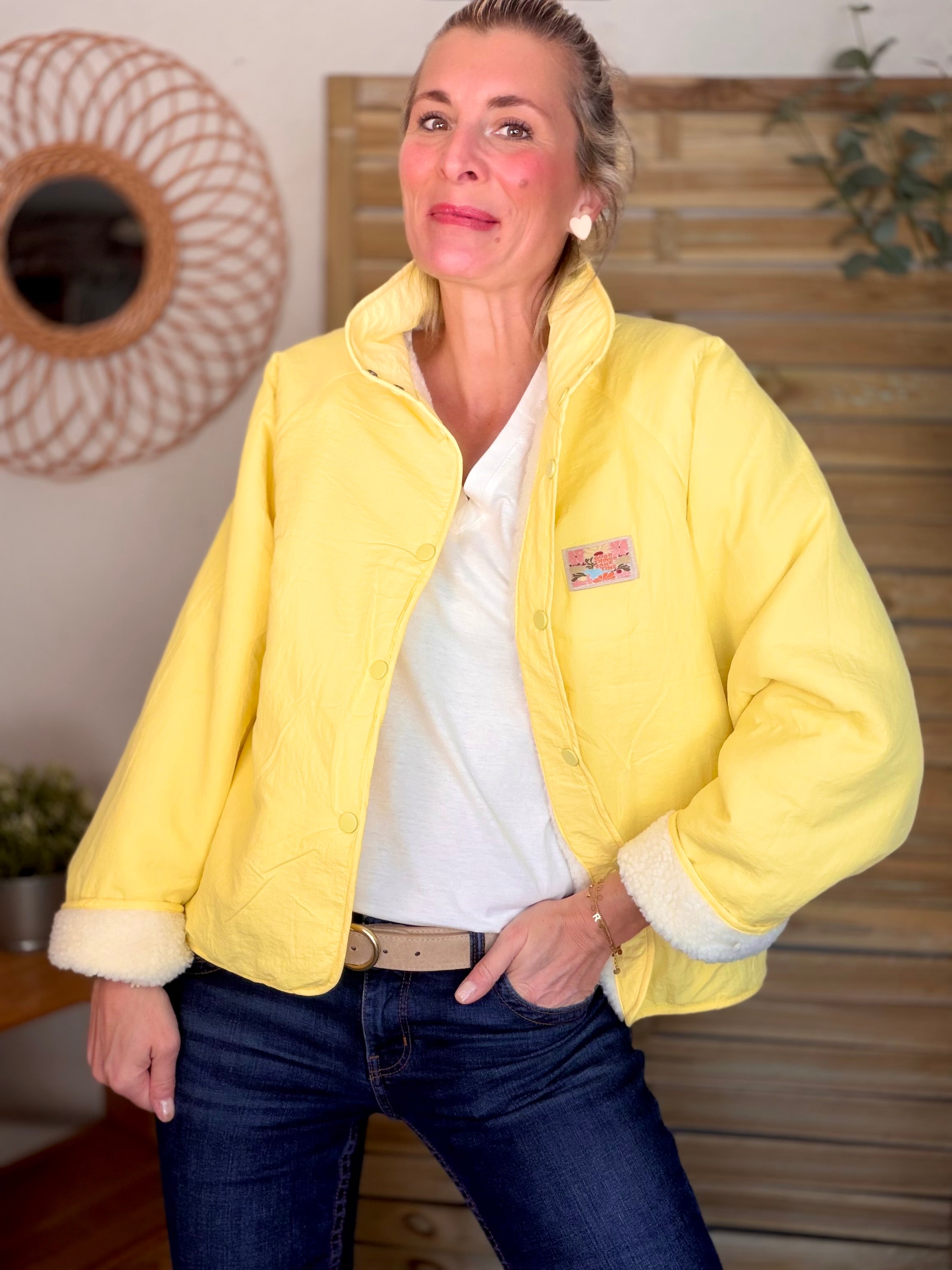 Veste matelassée réversible Sherpa AMÉLIE Jaune