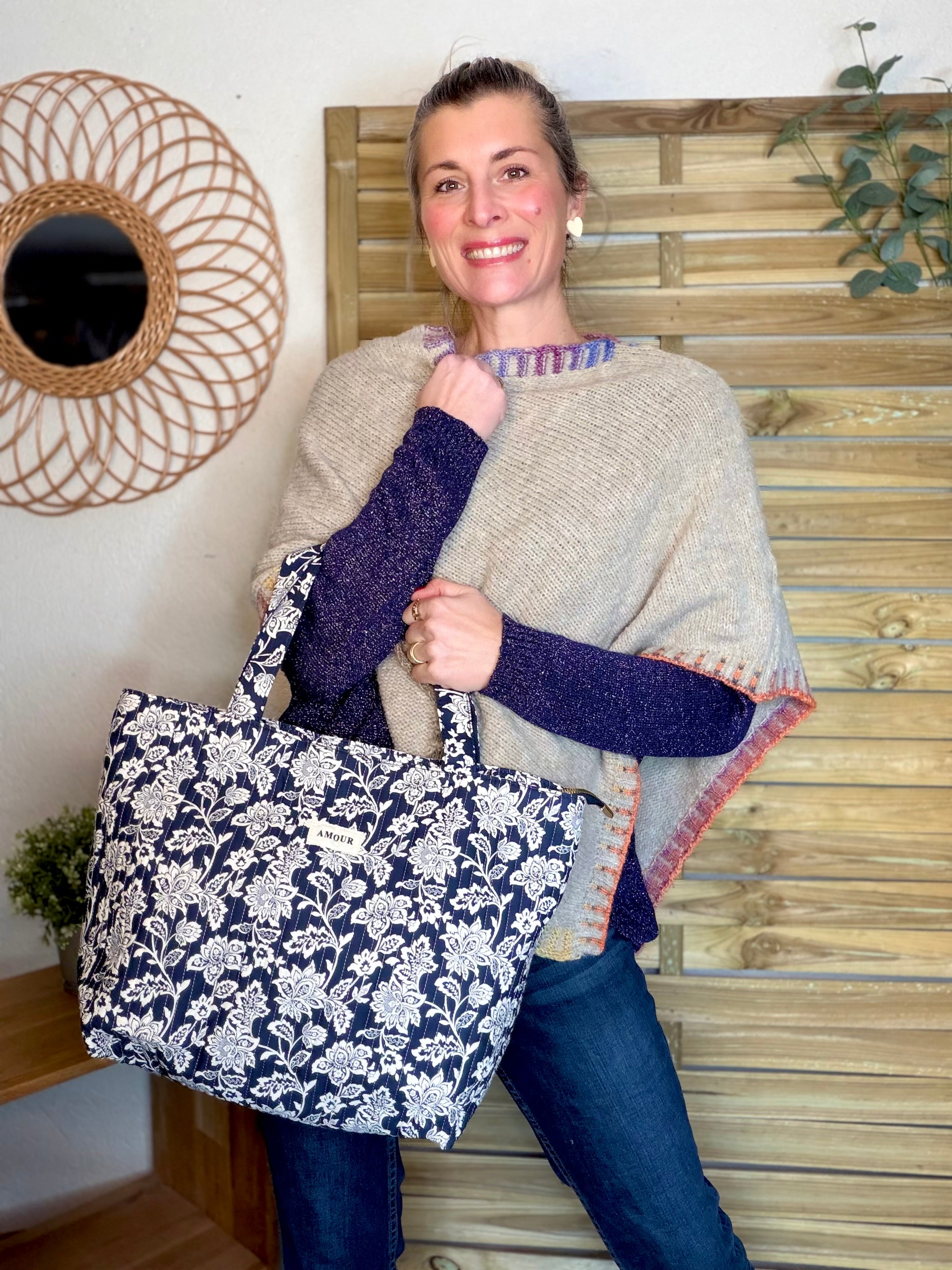 Poncho asymétrique GISÈLE- Beige