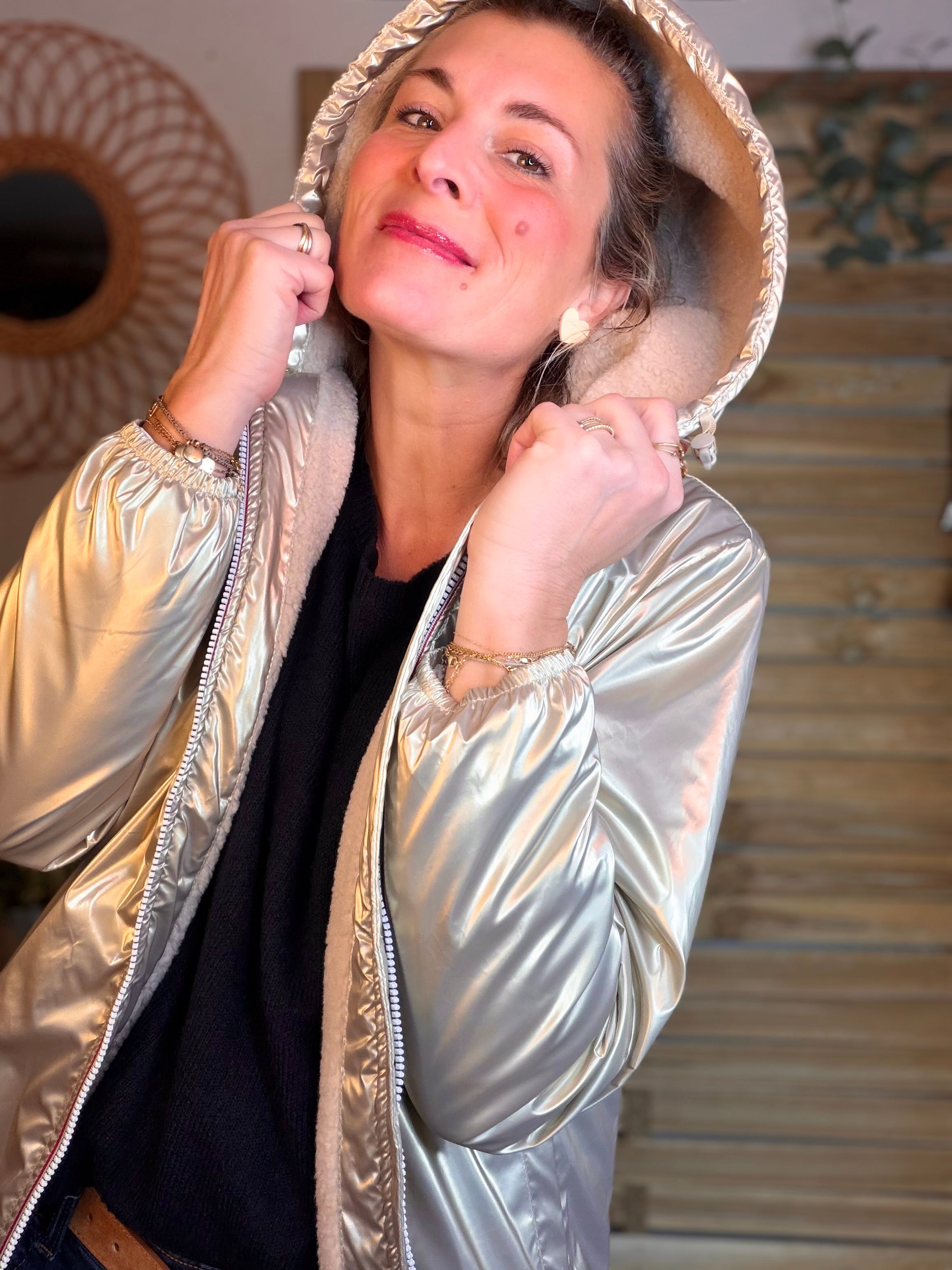 Parka Imperméable LOUISE COURT sherpa - Doré - LAURA JO (DÉSTOCKAGE sur Taille L)