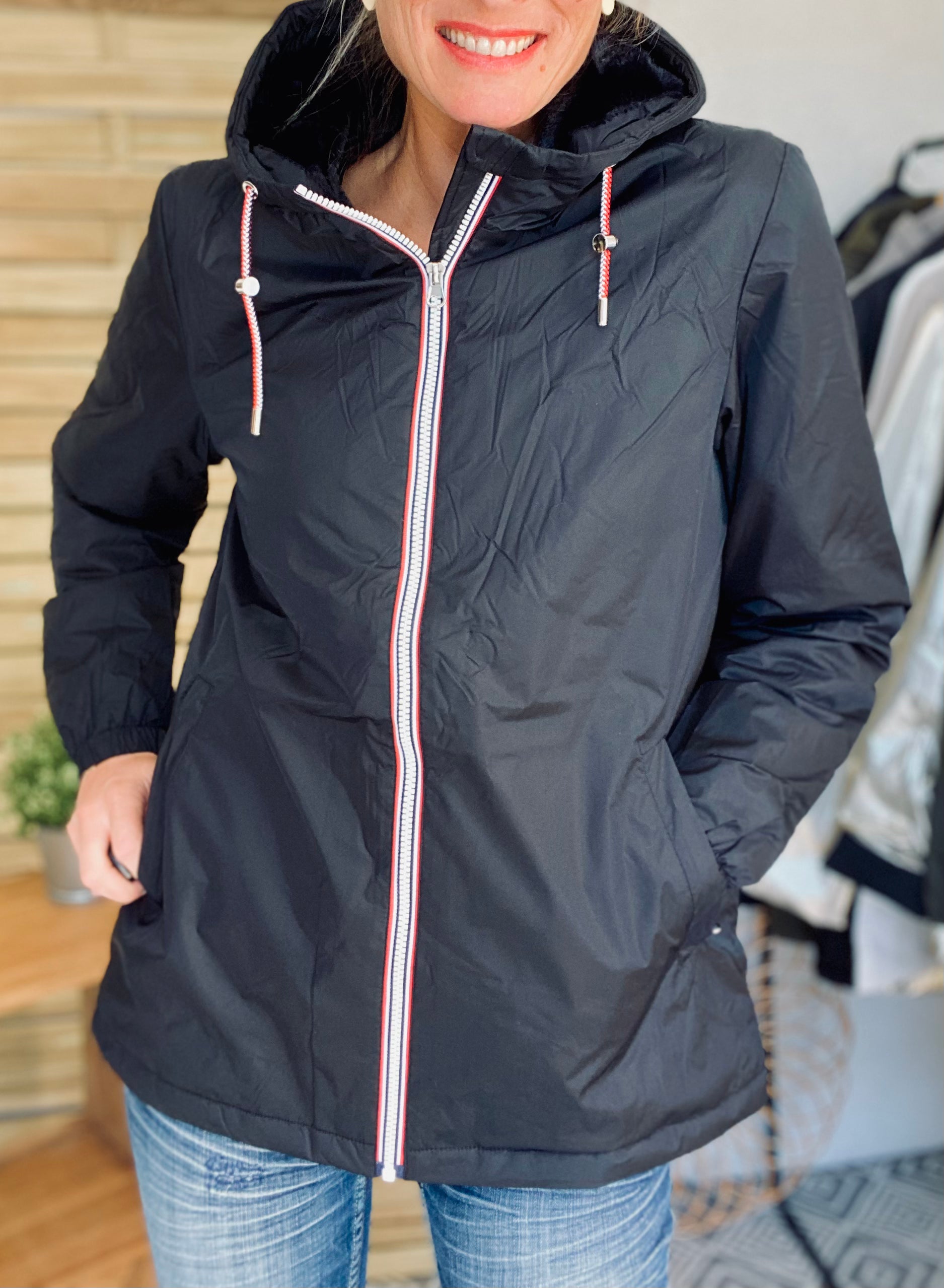 Parka Imperméable THELMA MI-LONG fourré - Noir - Laura Jo