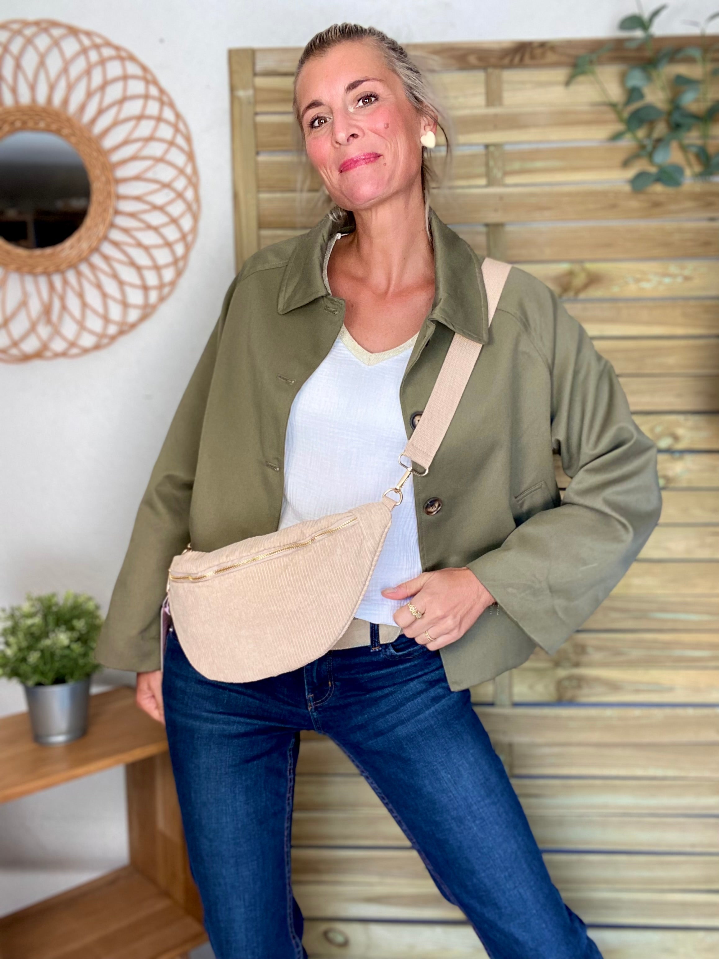 Veste Trench en coton avec vichy - YSEULT court Kaki