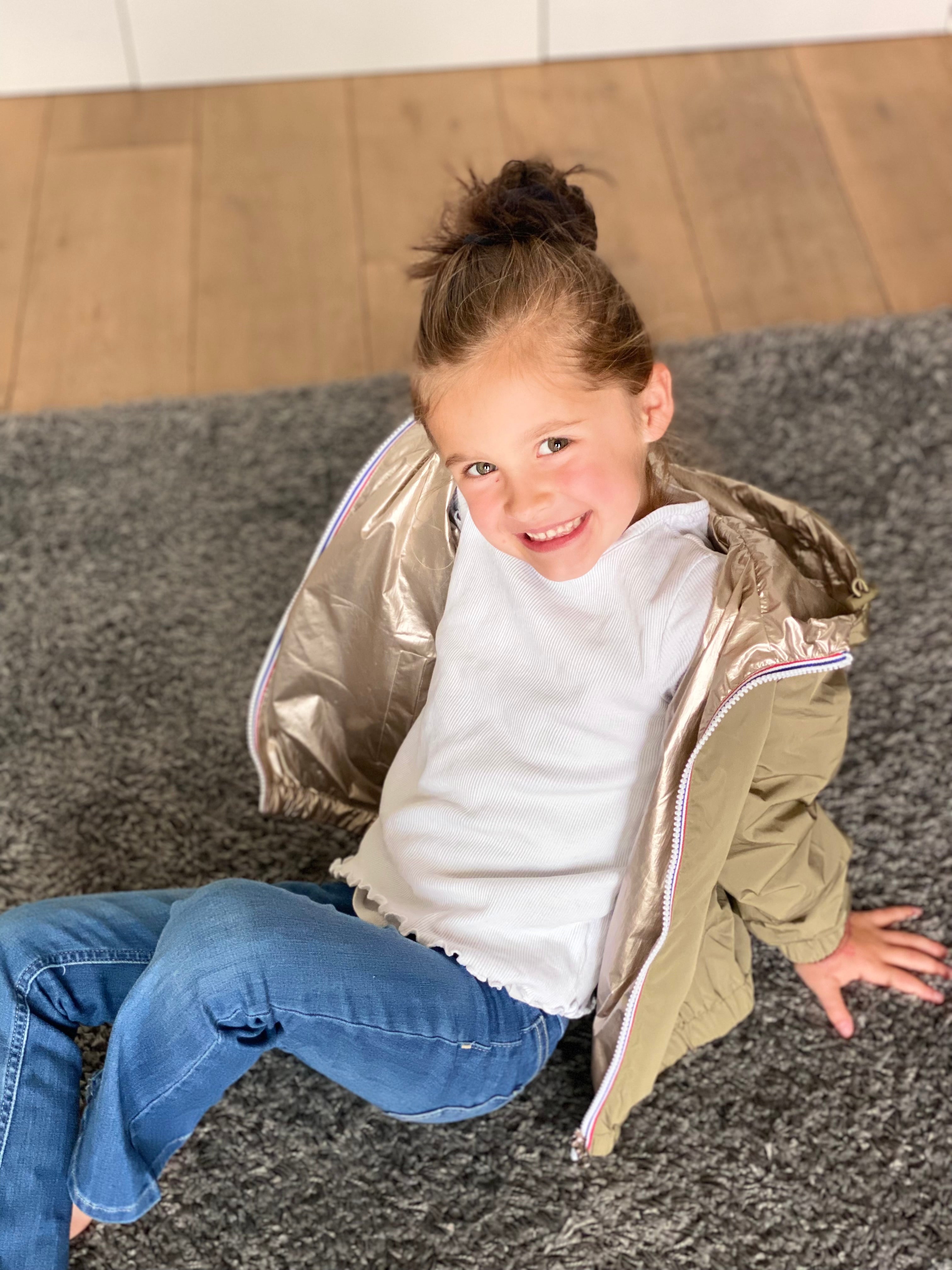 Veste Imperméable réversible mixte GARANCE KIDS - Kaki clair / Doré