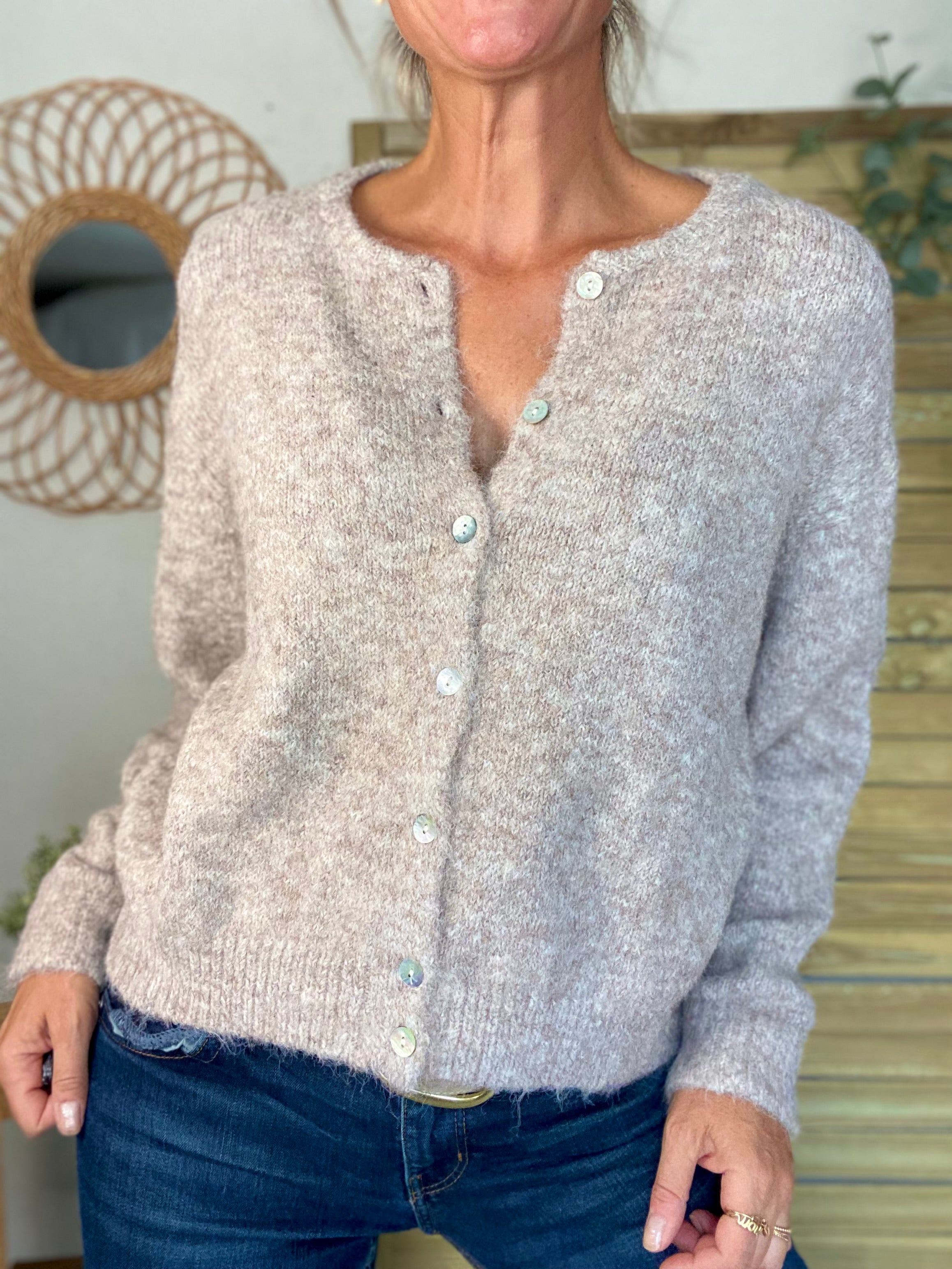 Gilet en maille SYDNEY - Taupe chiné