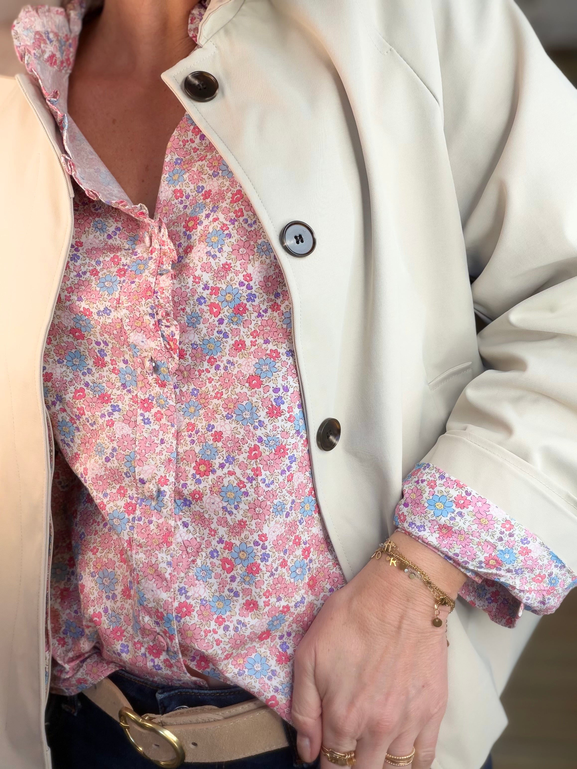 Veste Trench avec Liberty - MADELEINE Beige